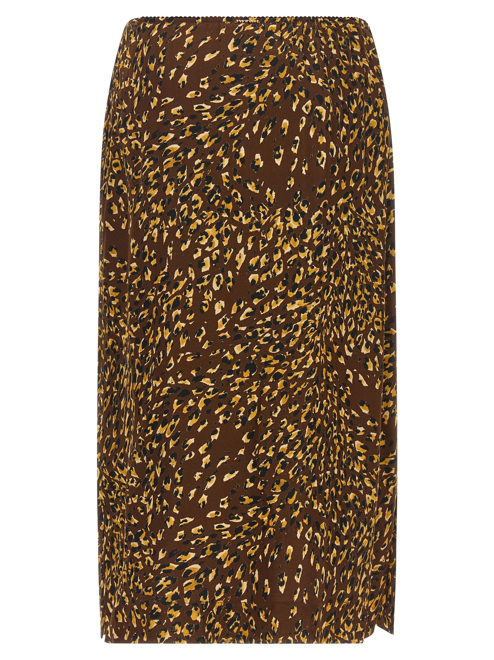 Discover the Twinset Brown Viscose Midi Skirt, a luxurious blend of elegance and bold design, crafted in Italy for those who embody sophistication and style.