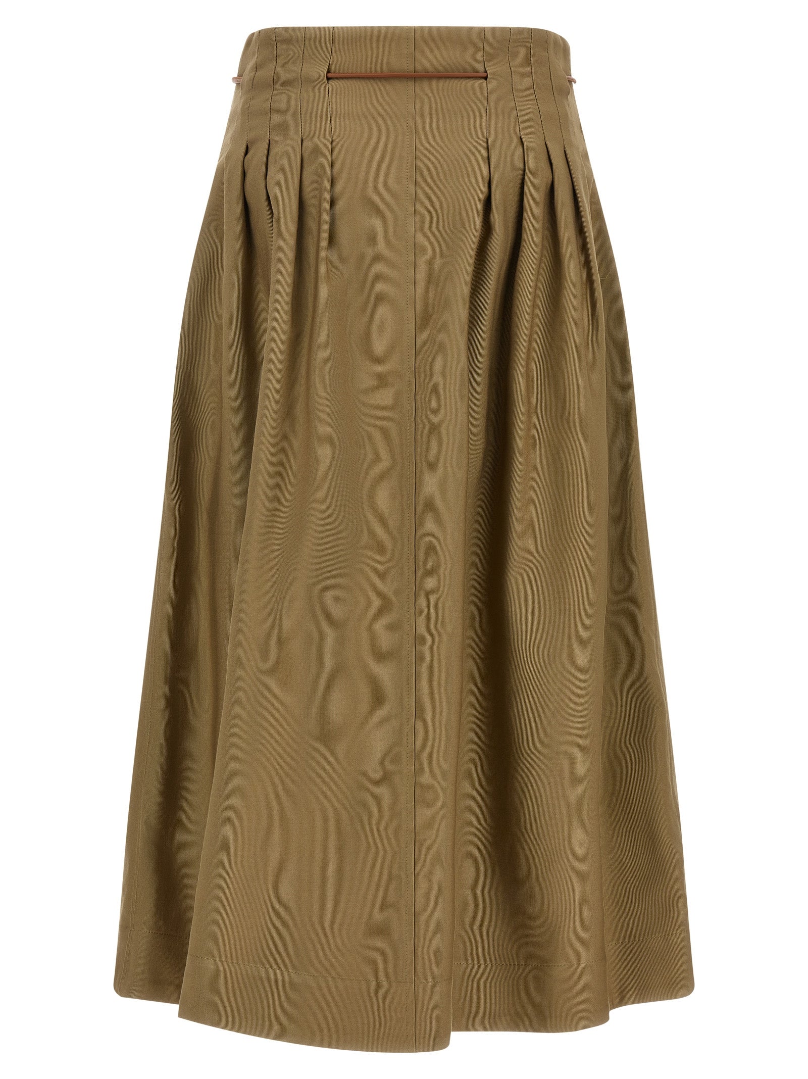 Max Mara Bicolor Cotton Midi Skirt - Timeless Elegance in Khaki