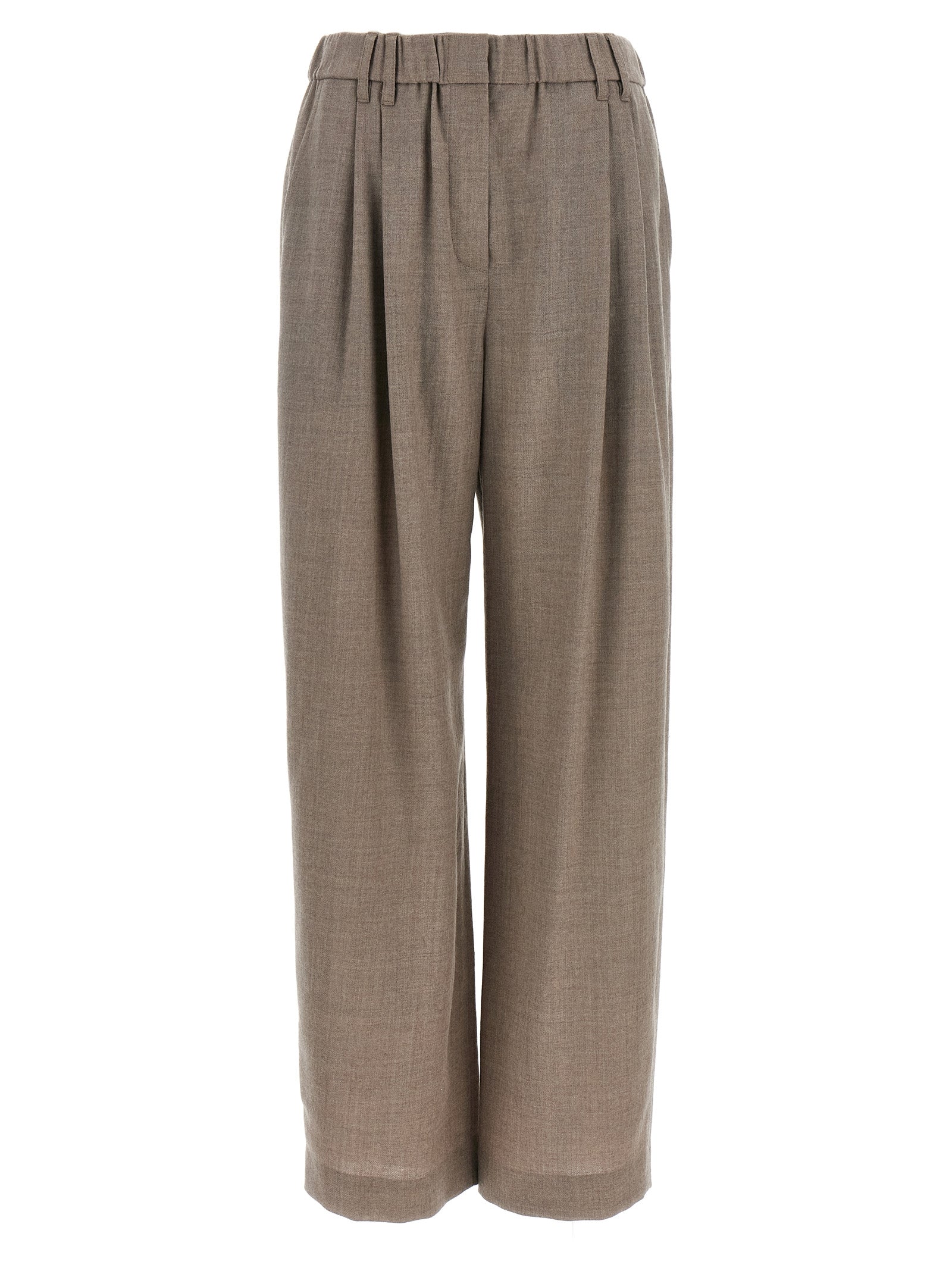 Elevate your wardrobe with Brunello Cucinelli's White Virgin Wool Casual Pants, a luxurious blend of exquisite craftsmanship and timeless elegance, perfect for any occasion.