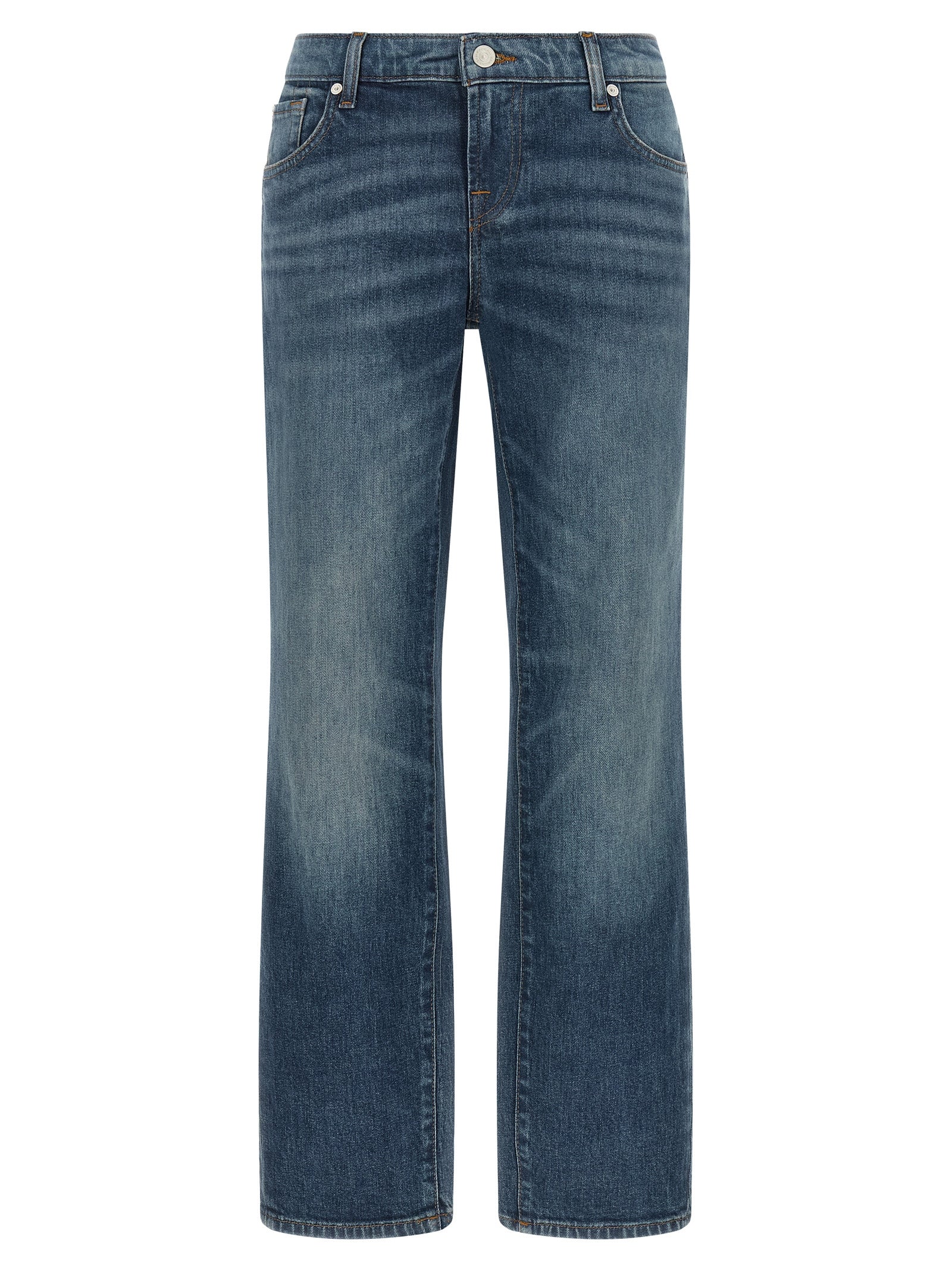 Elevate your style with 7 For All Mankind Blue Cotton Tapered Jeans, crafted from luxurious cotton denim for a sophisticated, comfortable fit that transcends occasions.