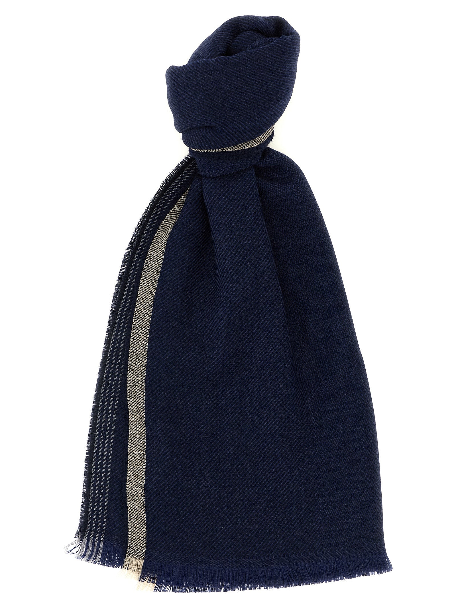 Indulge in the exquisite Brunello Cucinelli Blue Wool Scarf, a luxurious blend of wool and cashmere, epitomizing Italian craftsmanship and timeless elegance.