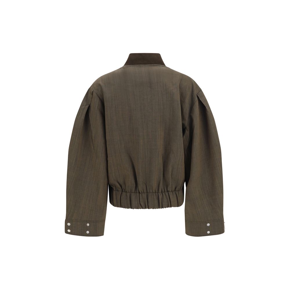 Ganni Bicolor Wool Bomber Jacket - Luxury Fashion Redefined