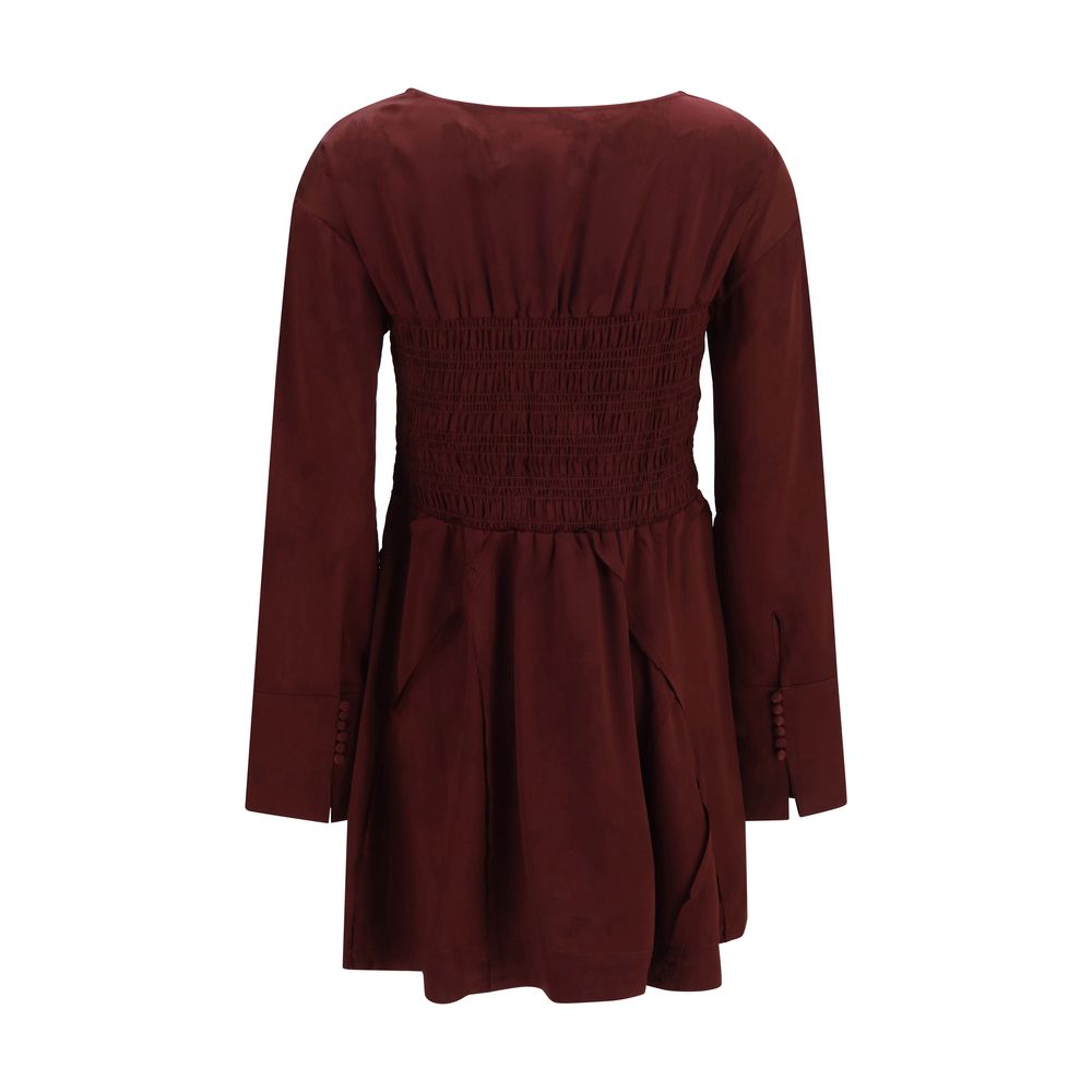 Ganni Bordeaux Acetate Mini Dress - Timeless Elegance Awaits