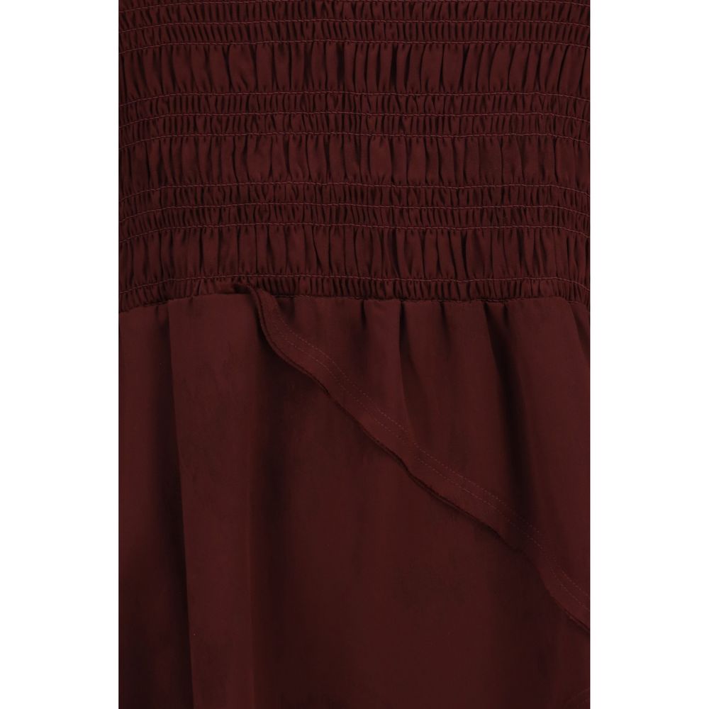 Ganni Bordeaux Satin Mini Dress - Timeless Elegance Awaits