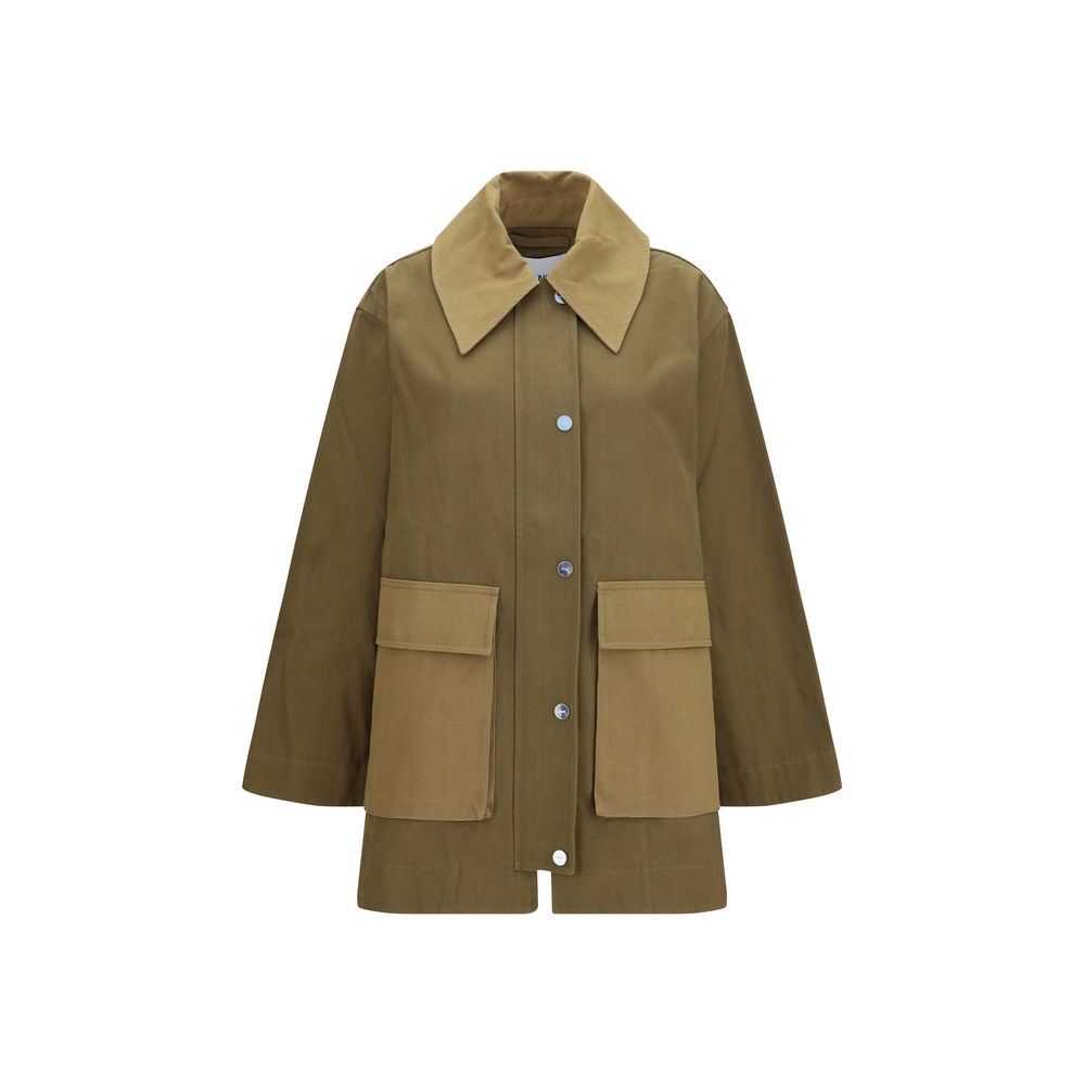 Ganni Bicolor Cotton Full-Length Jacket - Effortless Elegance