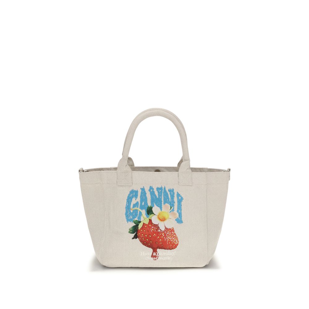 Ganni Easy Shoulder Bag - Exquisite Beige Canvas Elegance