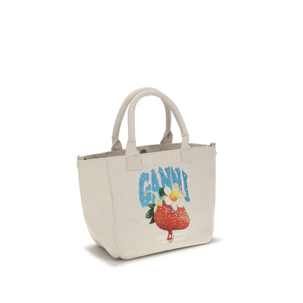 Ganni Easy Shoulder Bag - Luxurious Beige Canvas Elegance