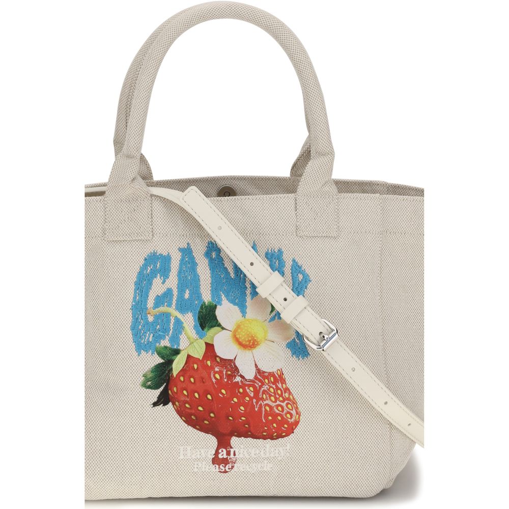 Ganni Easy Shoulder Bag - Exquisite Beige Canvas Elegance