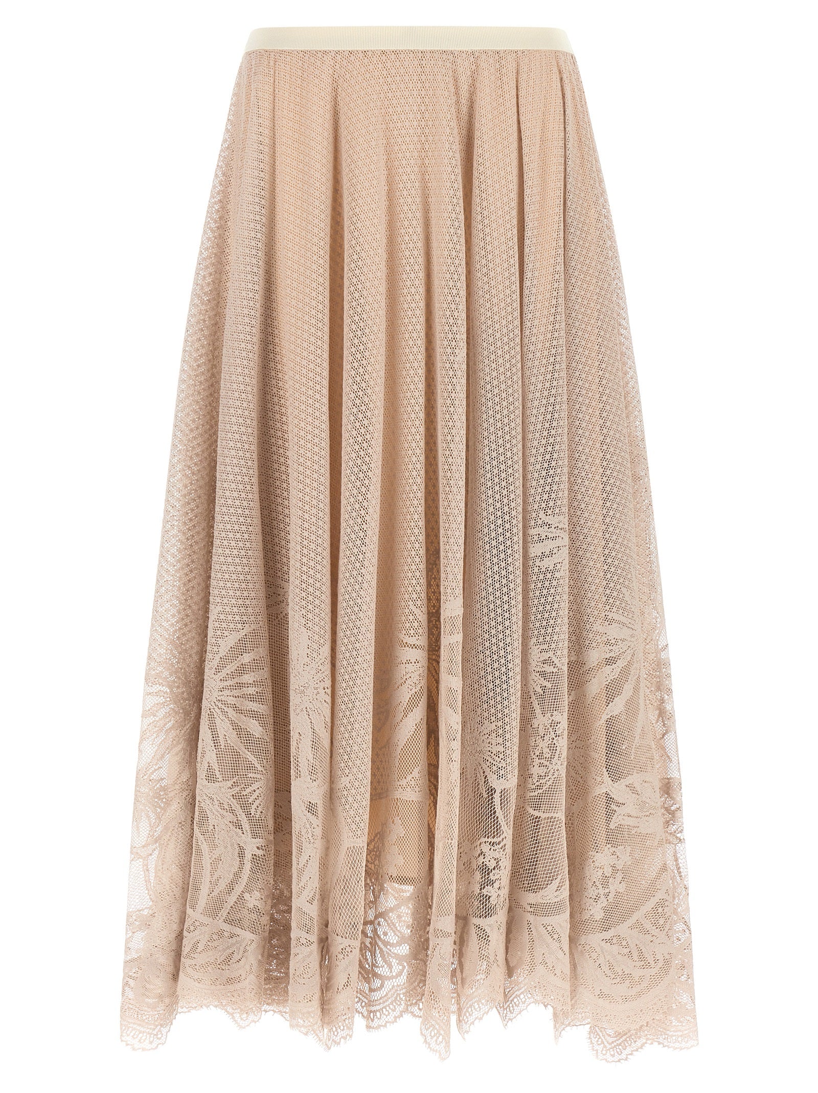 Discover the Fabiana Filippi Multicolor Cotton Midi Skirt, a masterpiece of Italian craftsmanship, blending luxurious cotton lace with contemporary elegance for the discerning individual.