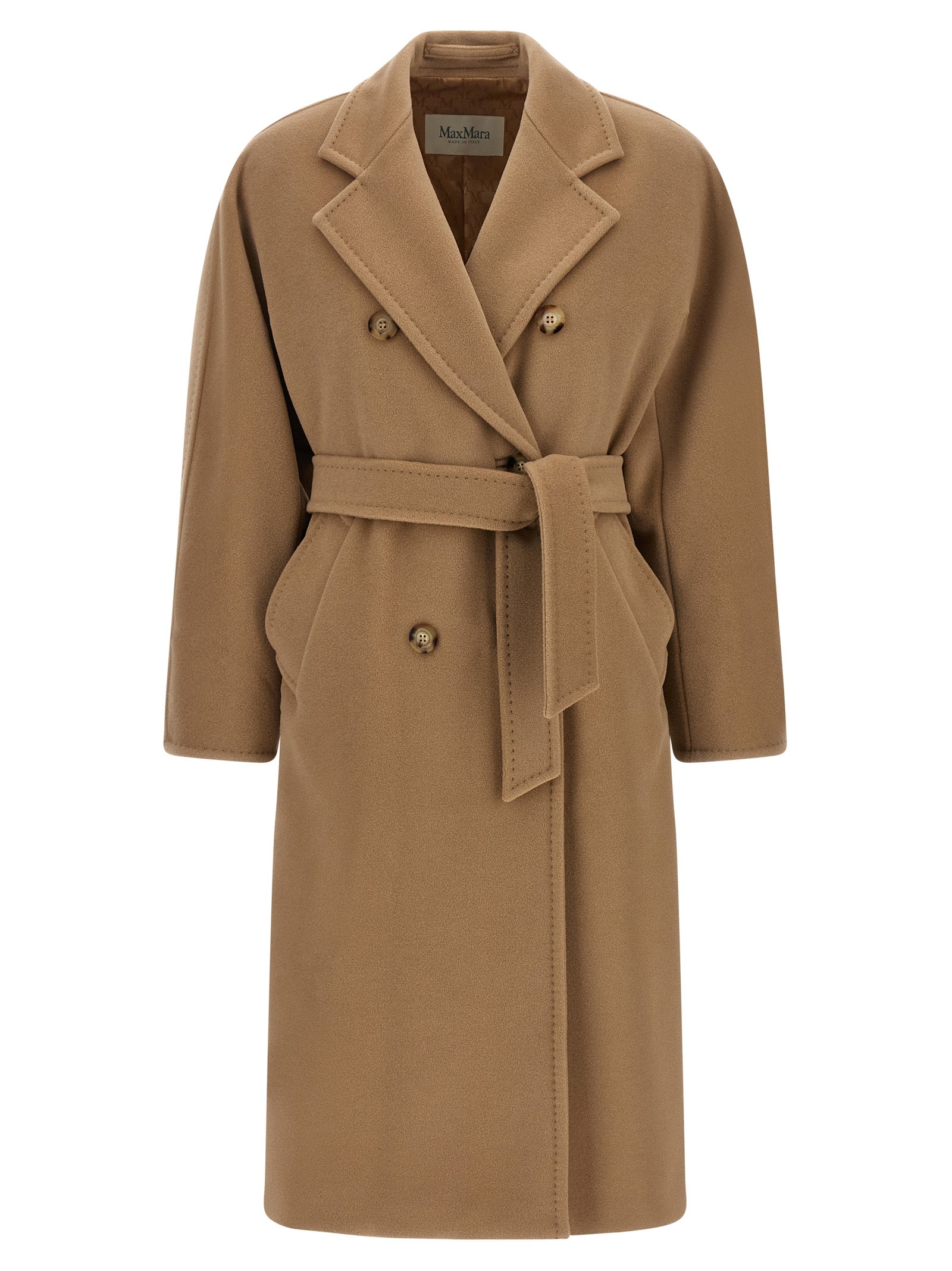 Indulge in the MAX MARA Beige Virgin Wool Coat, a masterpiece of oversized elegance crafted from luxurious virgin wool and cashmere, perfect for the discerning wardrobe.