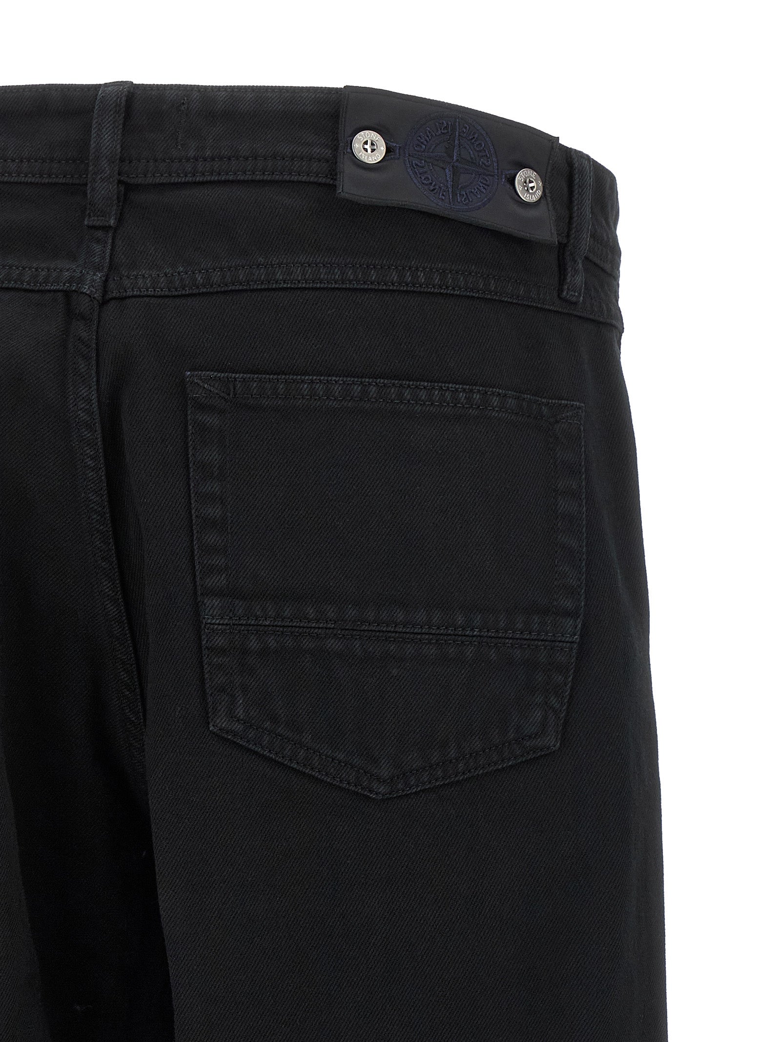 Stone Island Black Cotton Straight-Leg Jeans