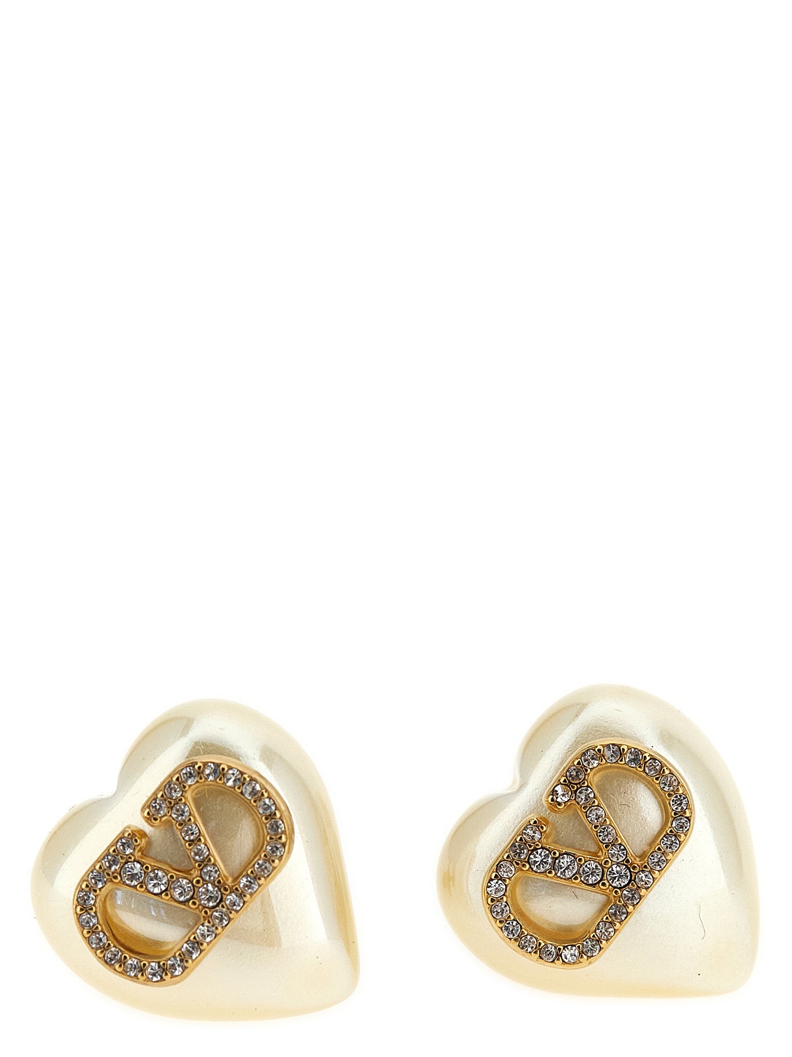 Elevate your elegance with Valentino Garavani Gold Brass Earrings, a masterpiece of Italian craftsmanship adorned with crystals, perfect for the discerning connoisseur.