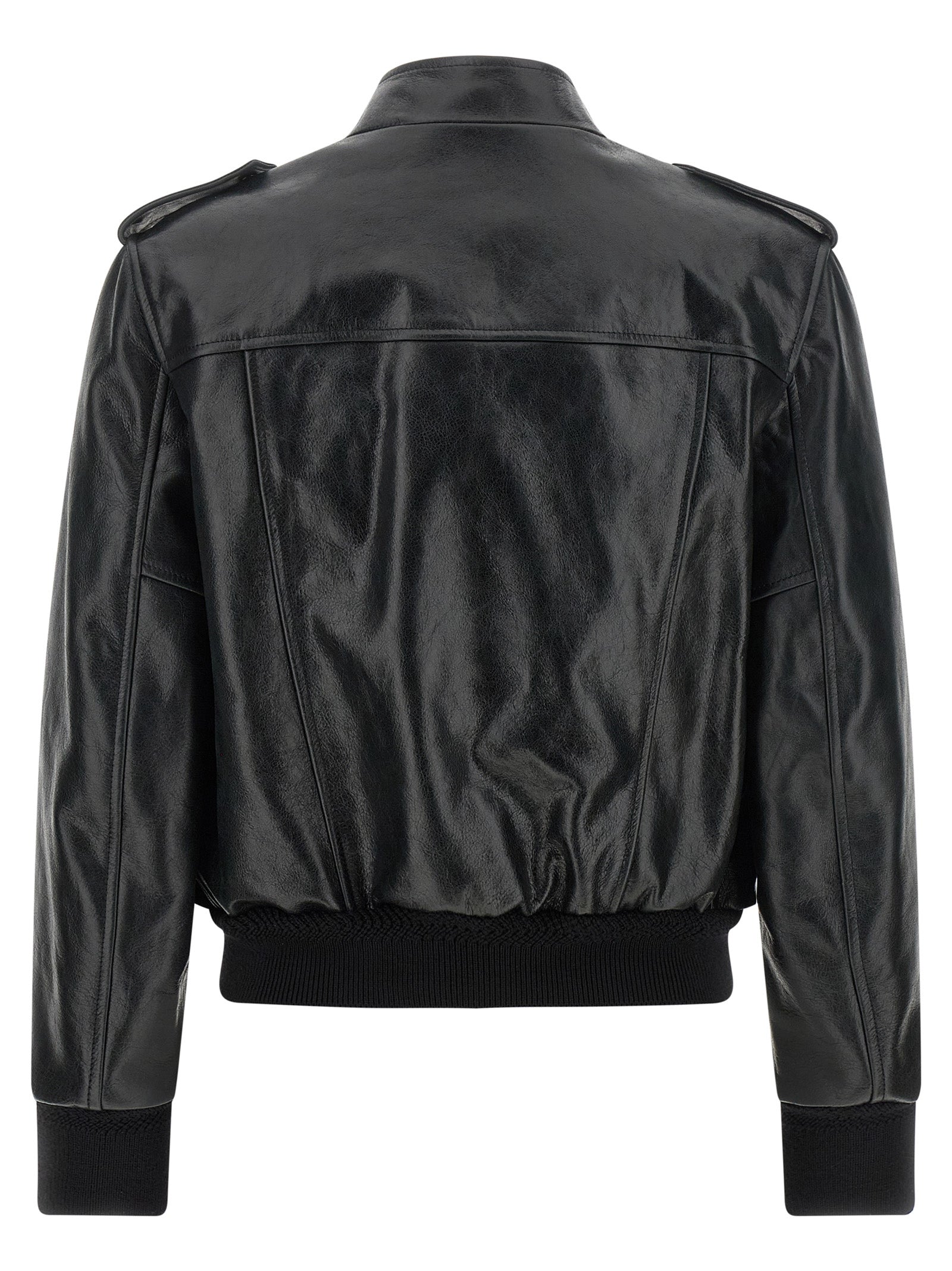Elevate your wardrobe with the Tom Ford Black Lamb Leather Jacket, a luxurious masterpiece crafted in Italy, embodying timeless elegance and sophisticated allure.