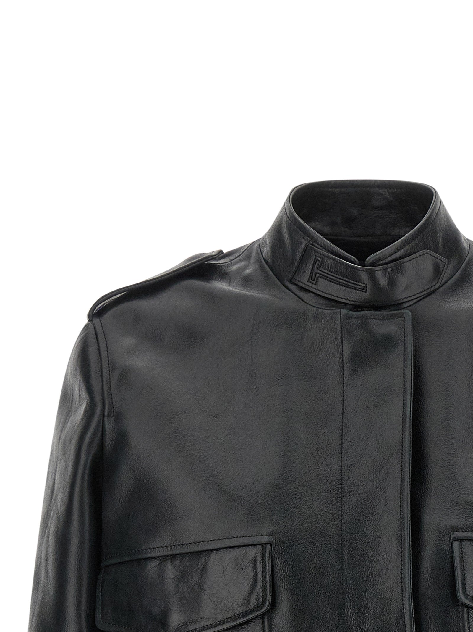 Experience the allure of the Tom Ford Black Lamb Leather Jacket, a luxurious embodiment of sophistication and craftsmanship, perfect for those who command elegance.