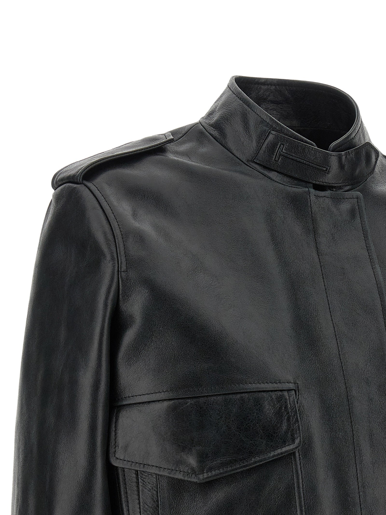 Elevate your wardrobe with the Tom Ford Black Lamb Leather Jacket, a luxurious masterpiece of Italian craftsmanship that redefines sophistication and style.