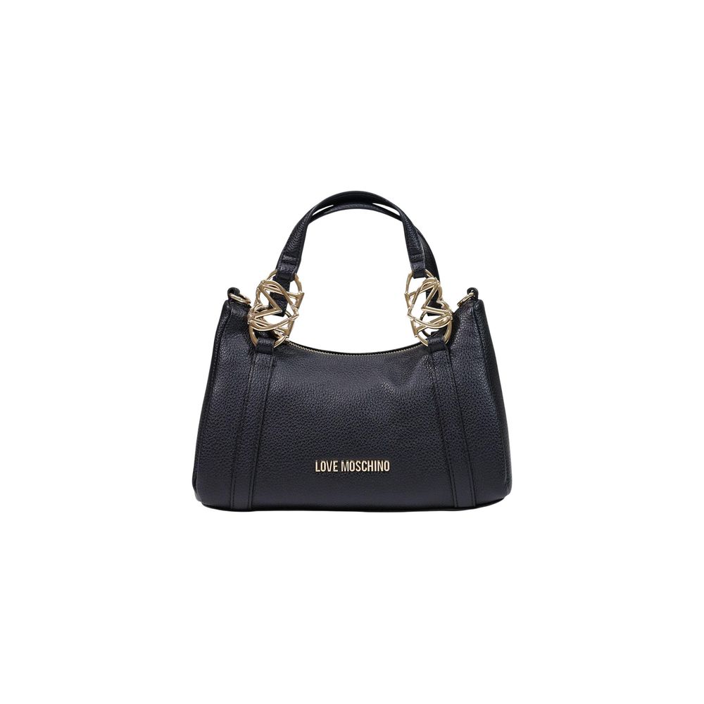 Indulge in the exquisite Love Moschino Black Polyethylene Handbag, a luxurious blend of sophistication and durability, perfect for elevating any occasion with timeless elegance.
