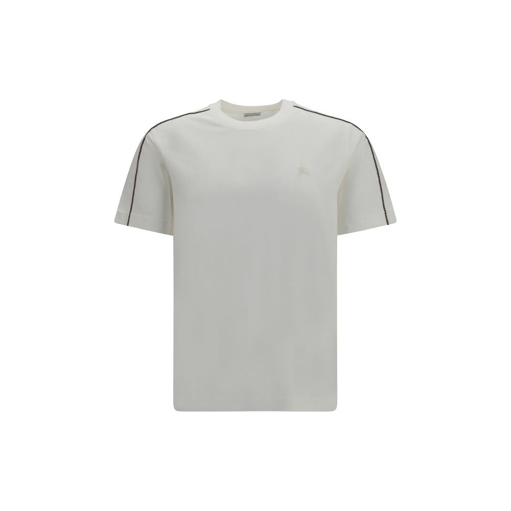 Elevate your wardrobe with the Burberry White Cotton T-Shirt, a luxurious essential crafted from pure cotton, embodying timeless elegance and refined sophistication.
