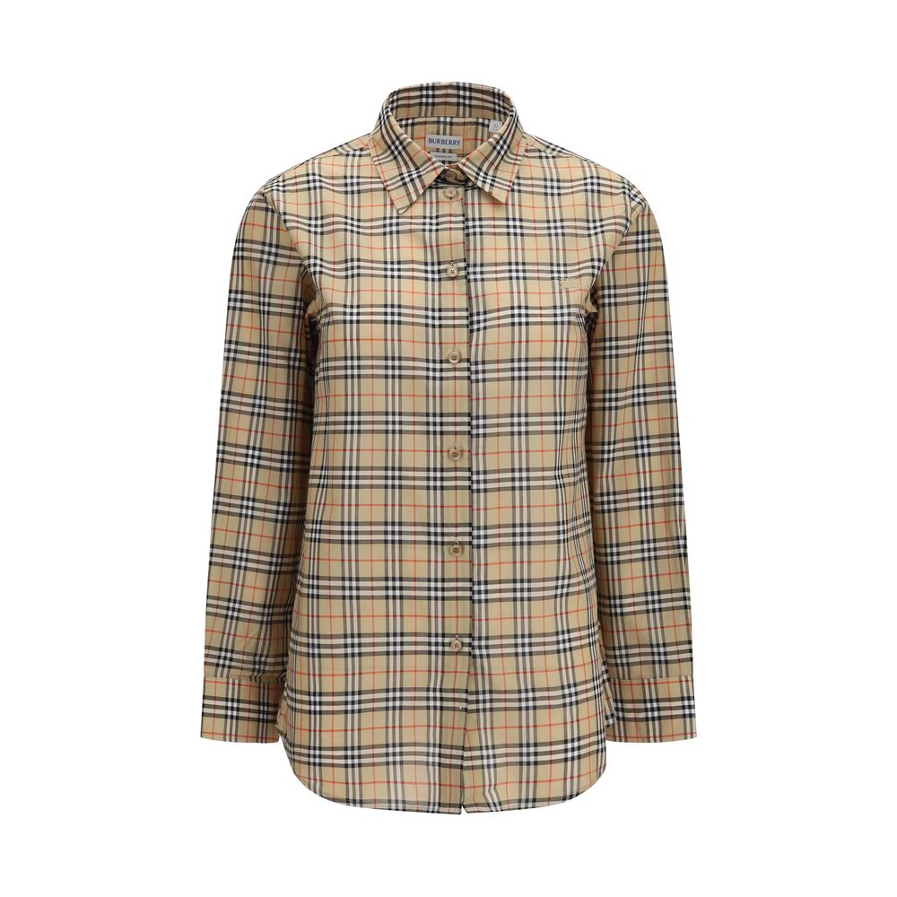 Discover the Burberry Beige Cotton Pattern Shirt, a masterpiece of 100% cotton craftsmanship, blending timeless elegance with modern sophistication for the discerning individual.