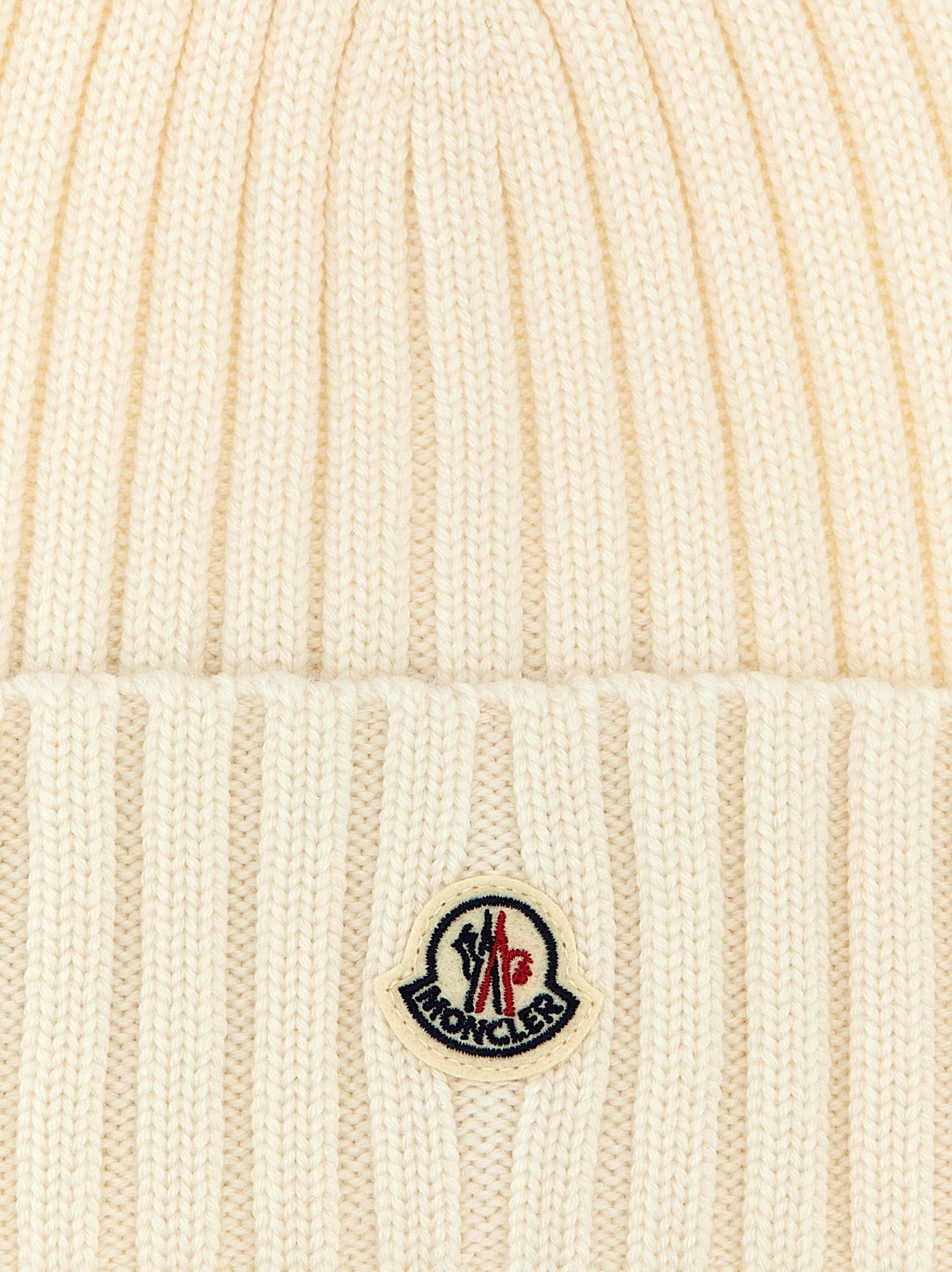 Moncler White Virgin Wool Beanie