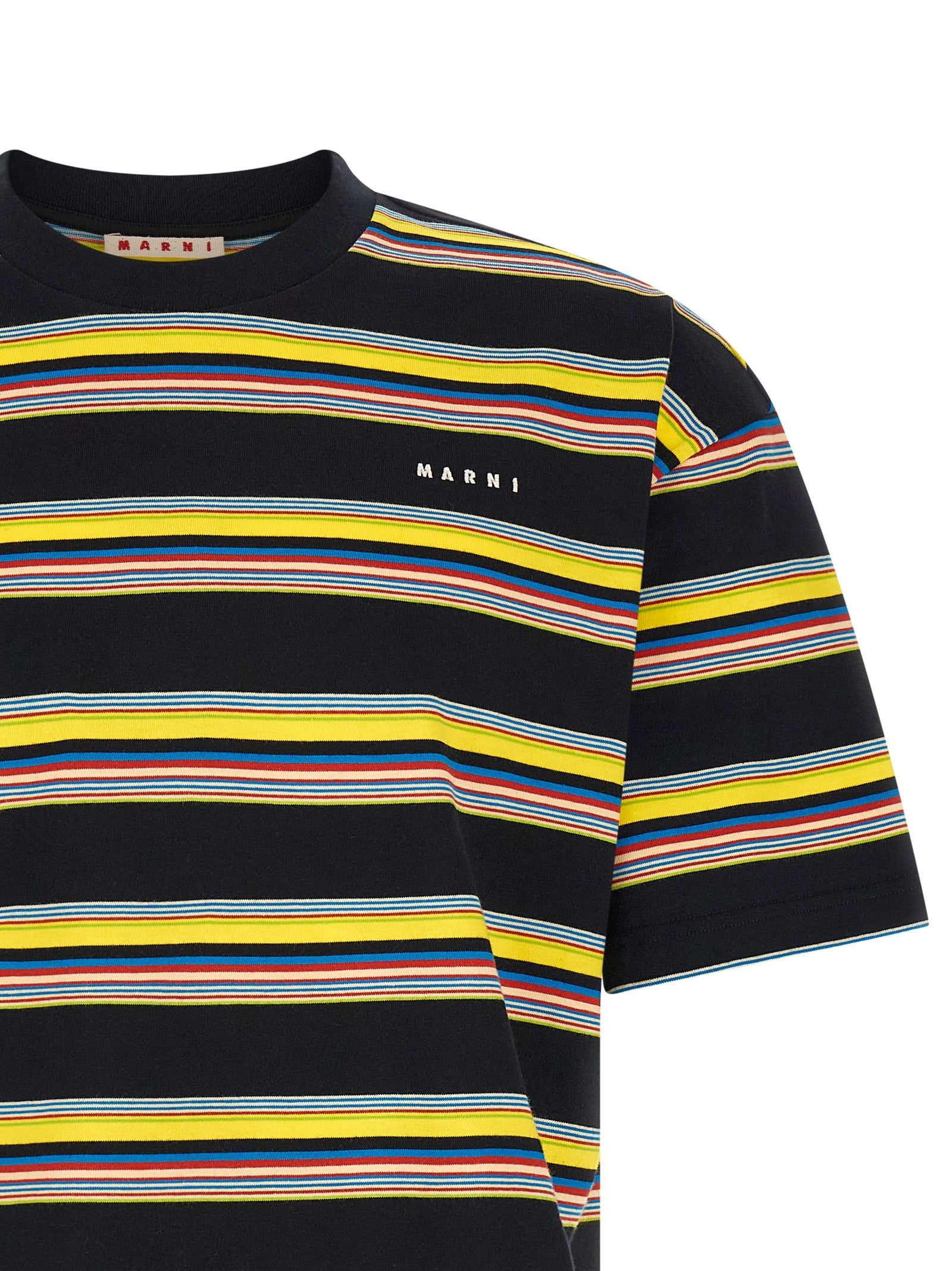 Discover the Marni Multicolor Cotton T-Shirt, a luxurious blend of vibrant design and refined craftsmanship, perfect for those who embody elegance and individuality.