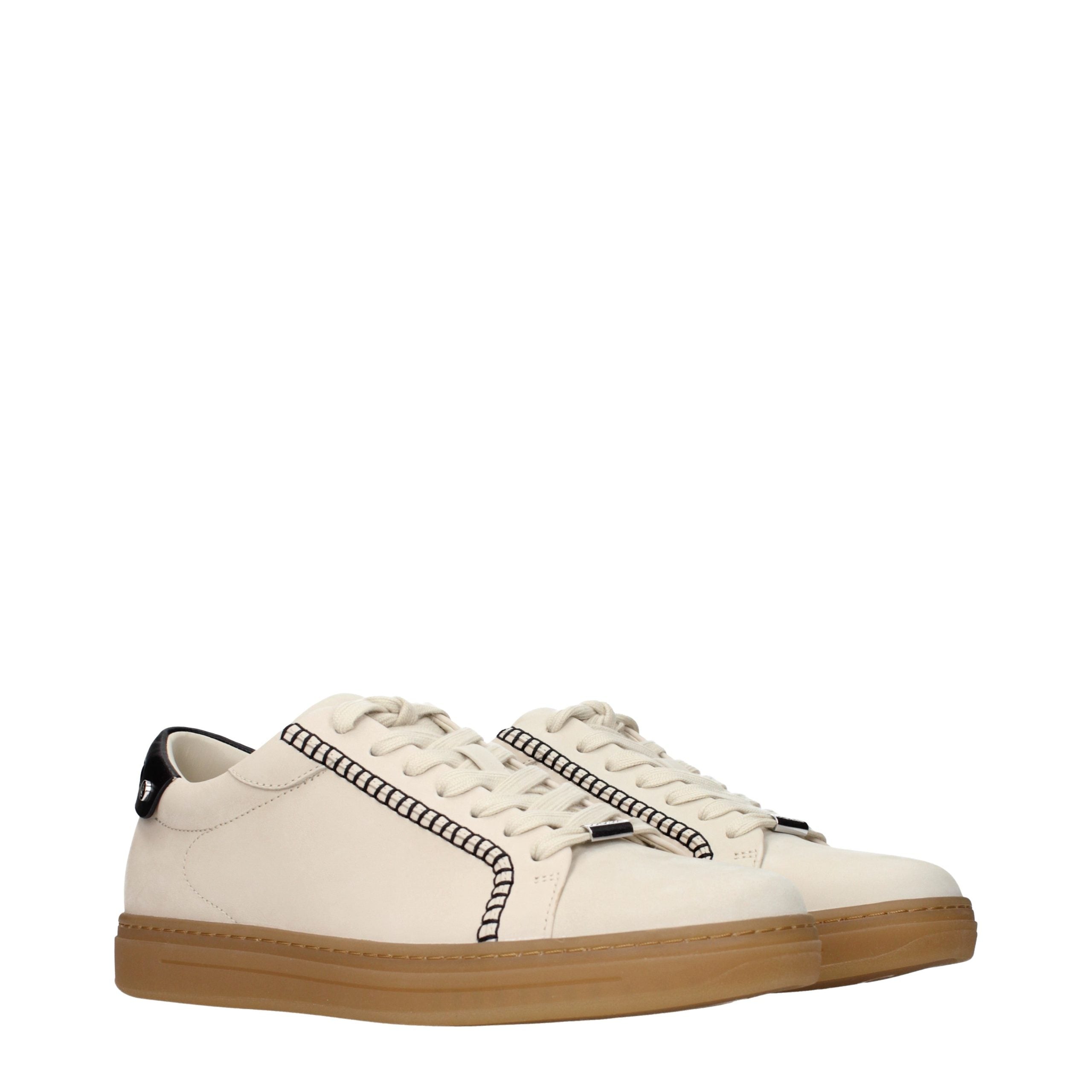 Indulge in the exquisite craftsmanship of Jimmy Choo Beige Leather Sneakers, where luxurious design meets timeless elegance, perfect for the discerning connoisseur.