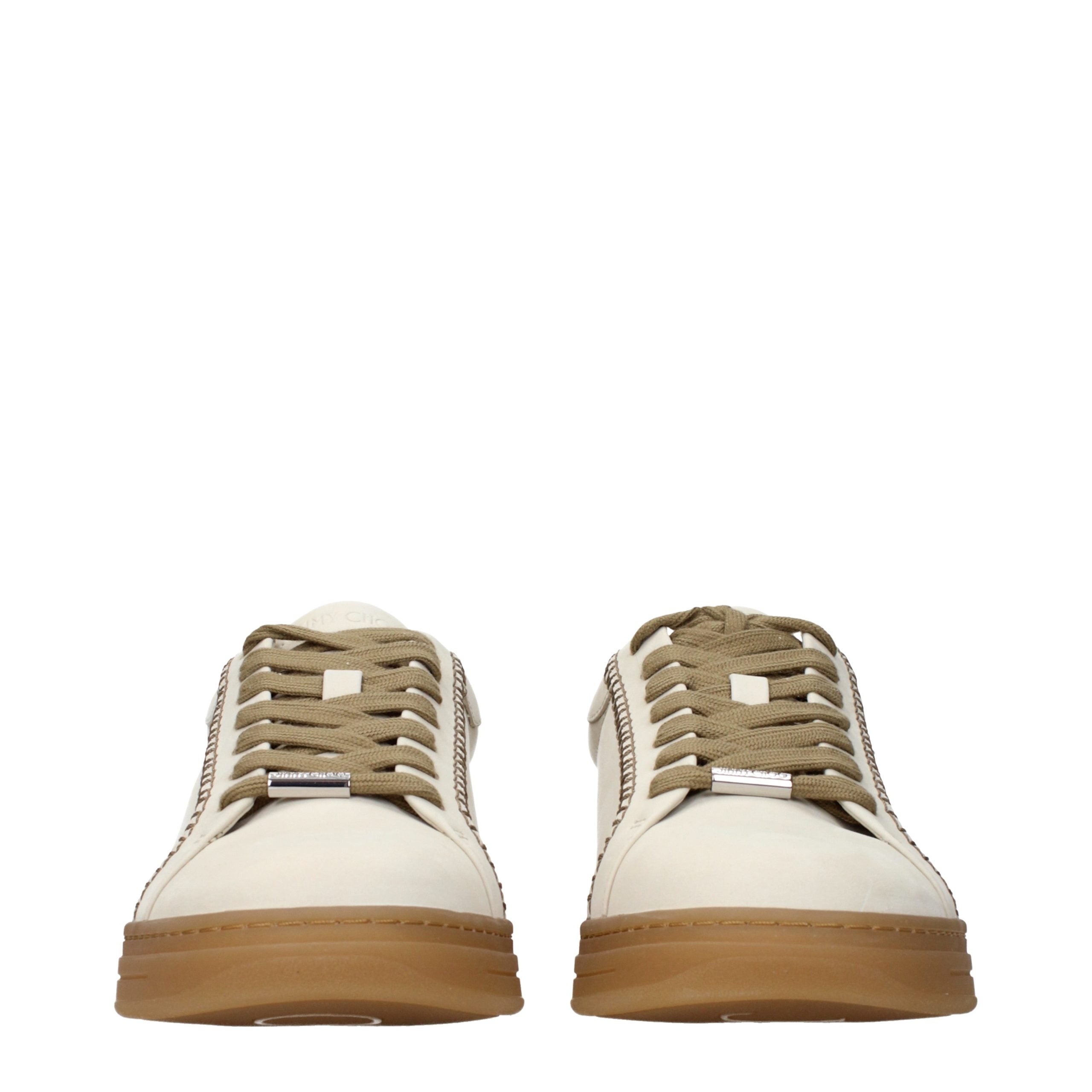 Indulge in the elegance of Jimmy Choo Beige Leather Sneakers, where exquisite craftsmanship meets timeless style, perfect for those who embody luxury and sophistication.