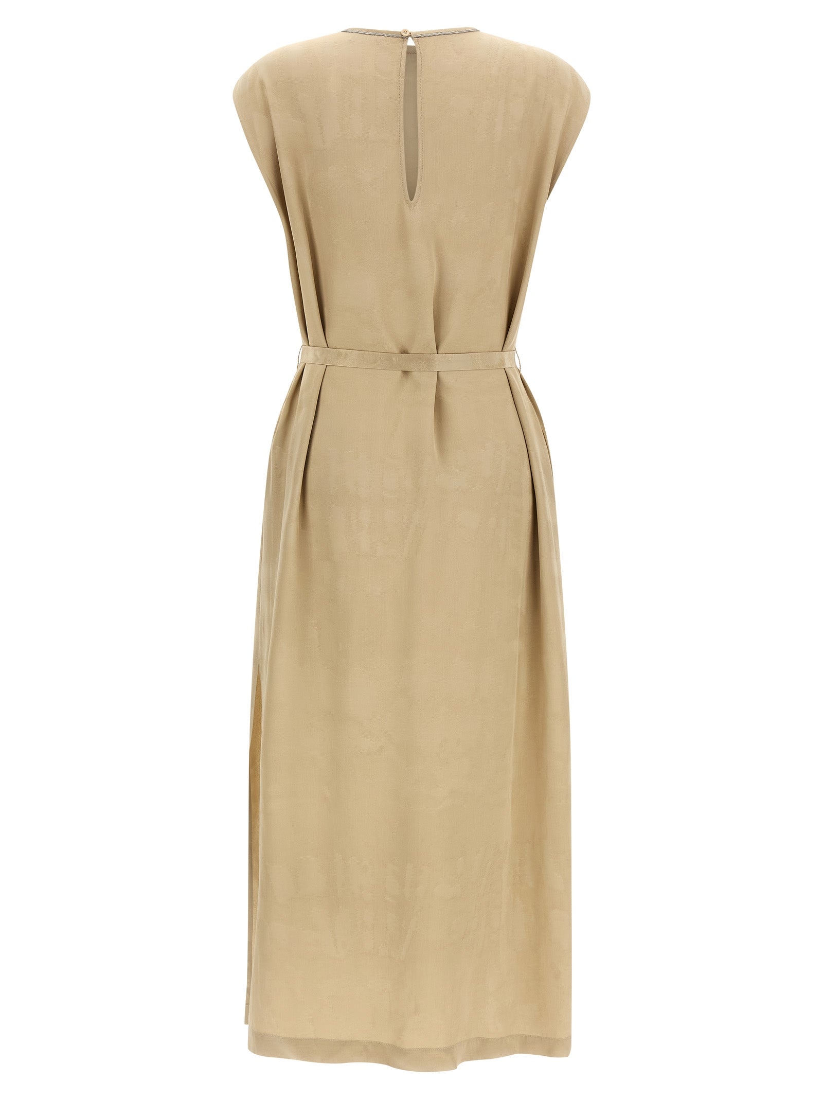 Peserico Beige Viscose Midi Dress - Timeless Elegance Redefined