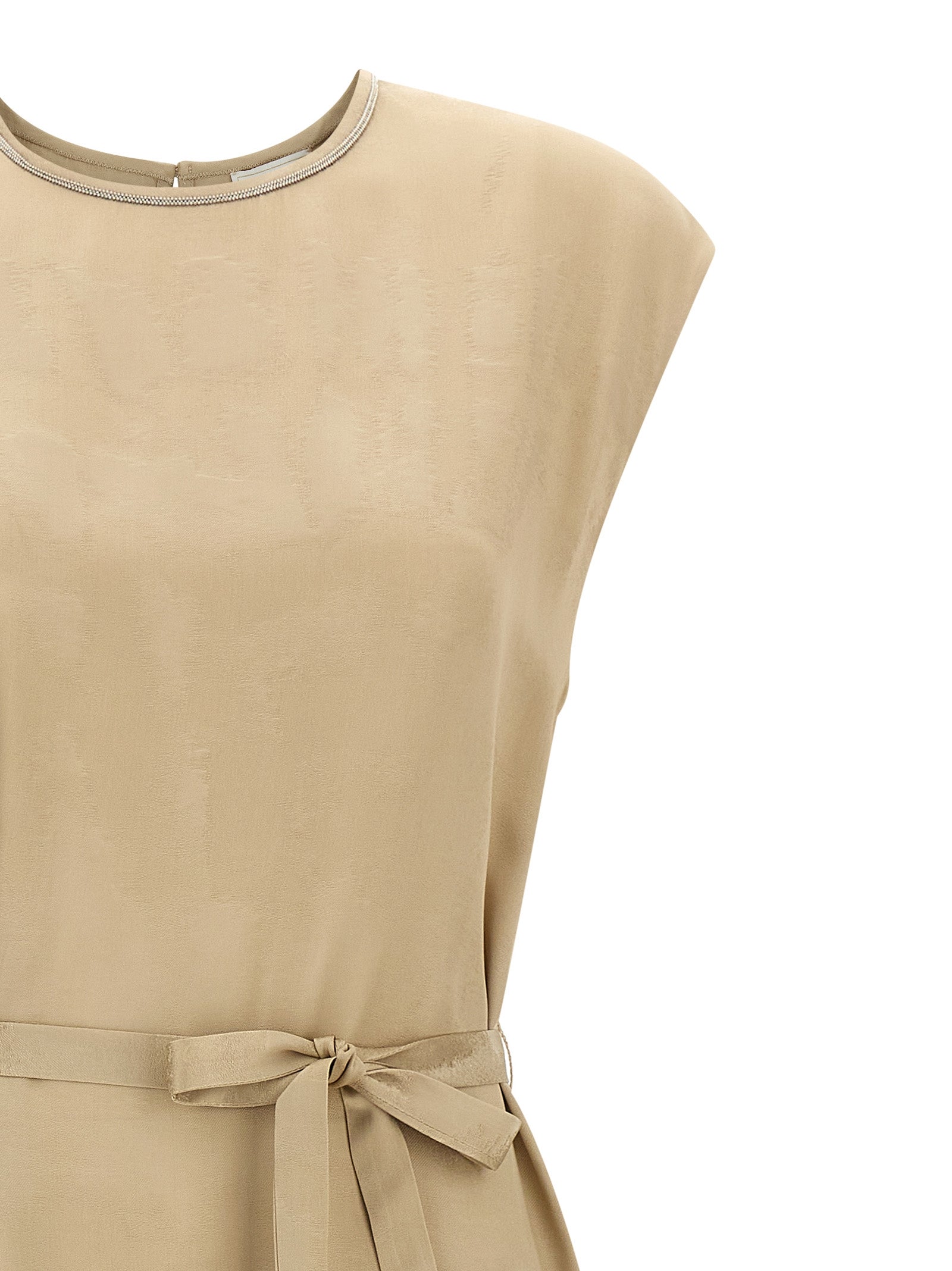 Peserico Beige Viscose Midi Dress - Timeless Elegance Redefined