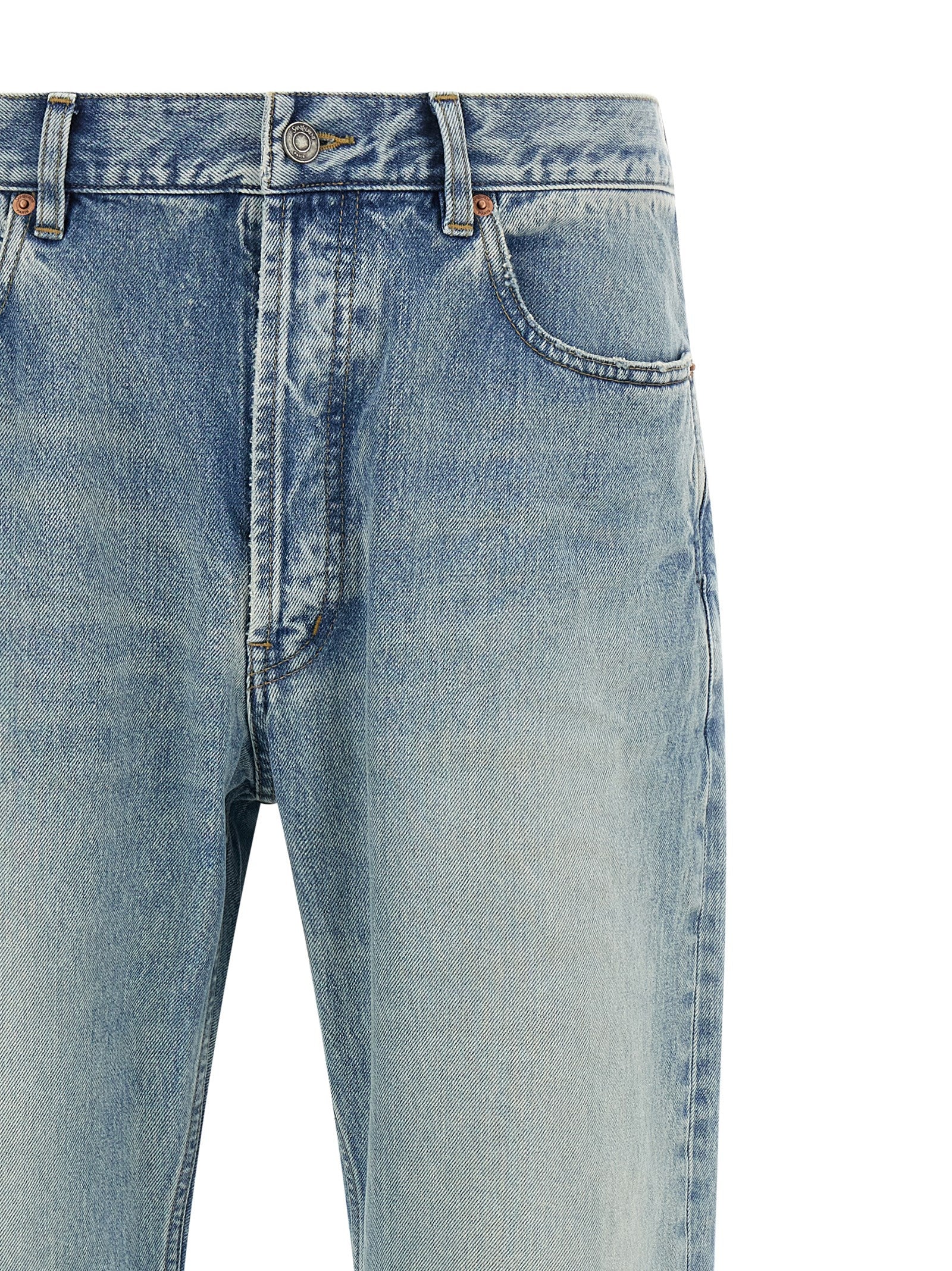 Saint Laurent Blue Cotton Straight-Leg Jeans - Effortless Luxury