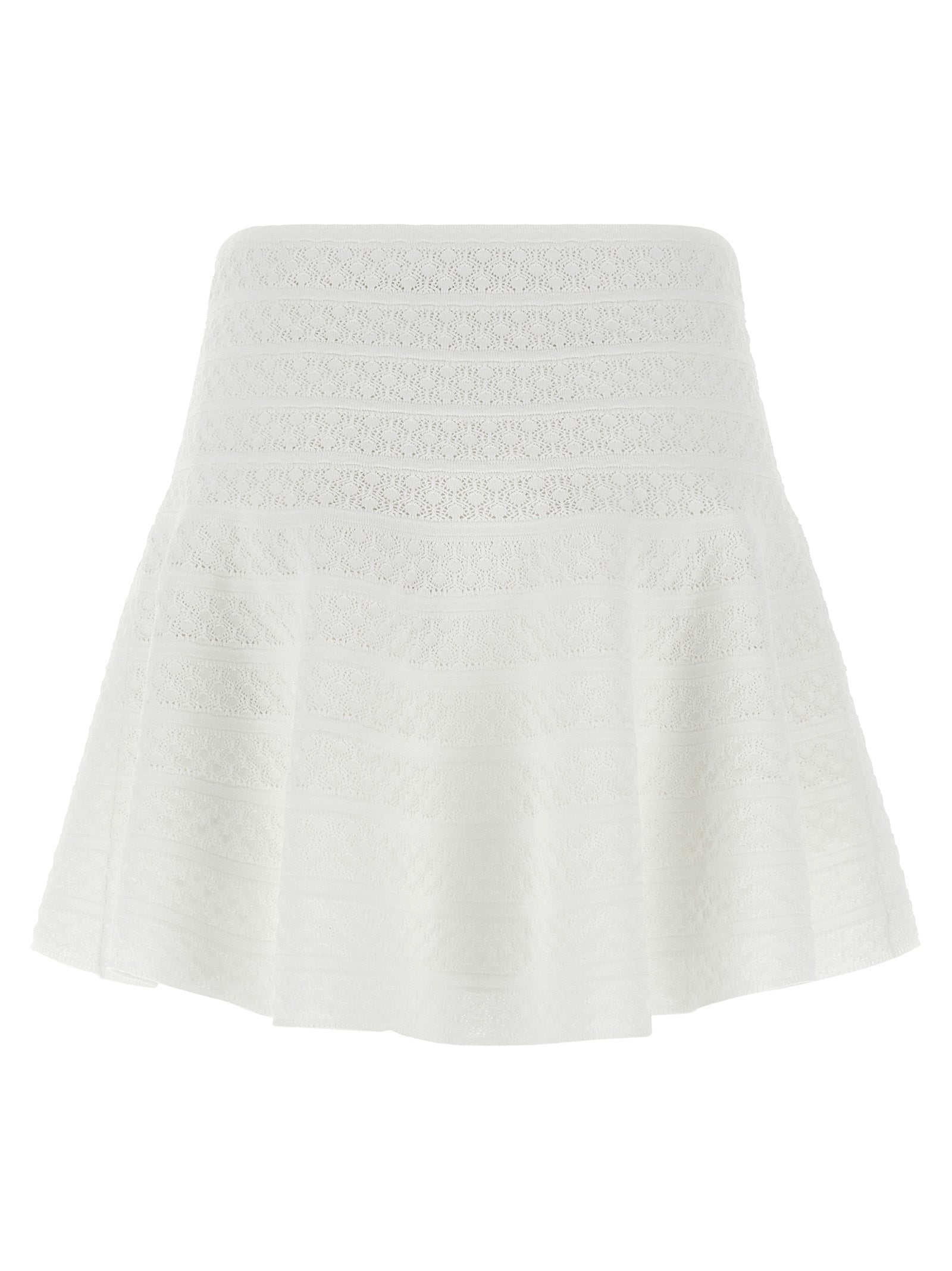 Self-Portrait White Viscose Long Skirt