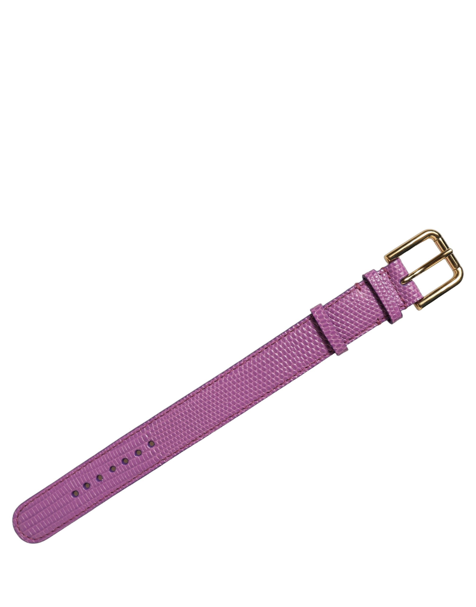 Dolce & Gabbana Purple Textured Leather Gold Buckle Bracelet
