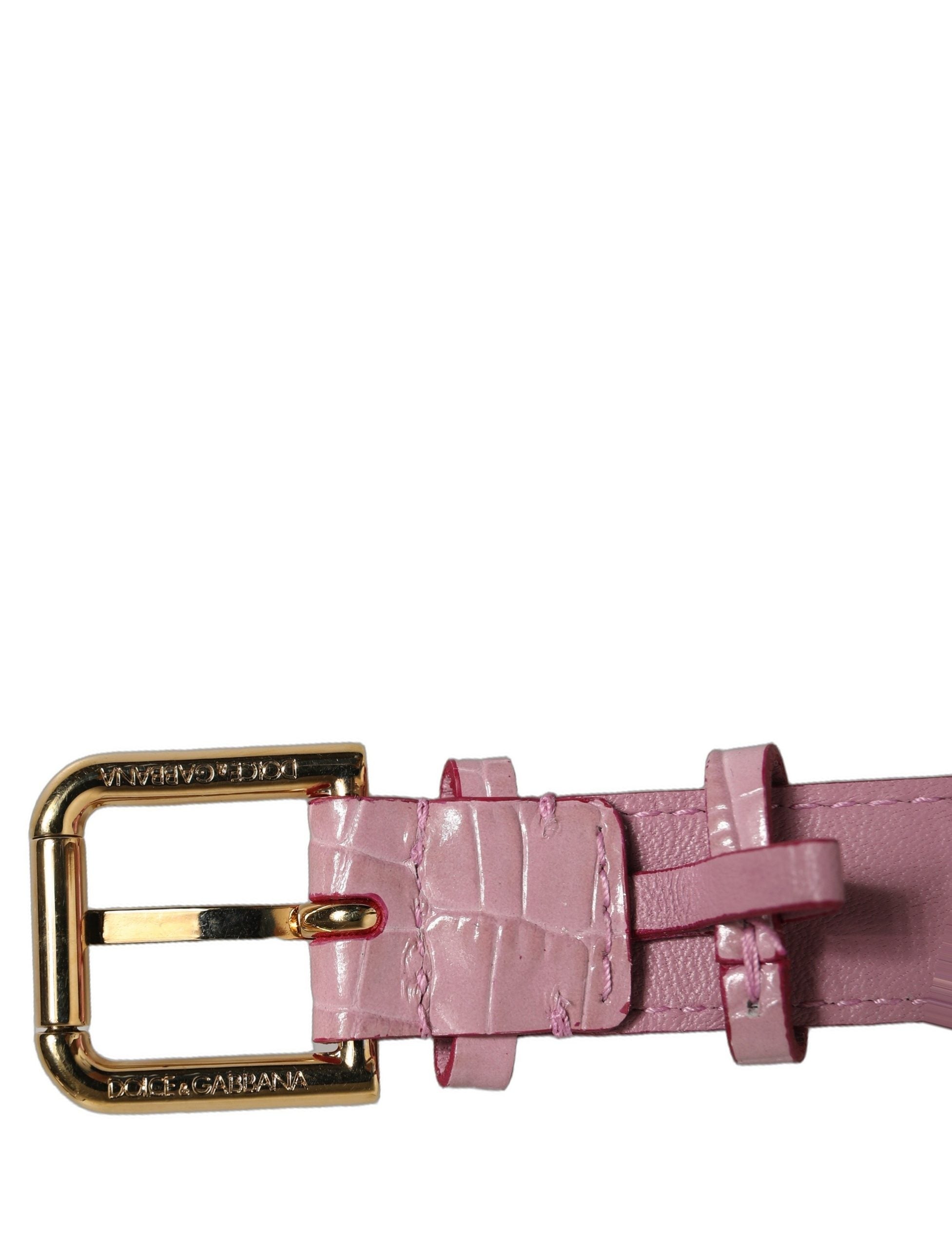 Dolce & Gabbana Pink Embossed Leather Bracelet - Timeless Elegance