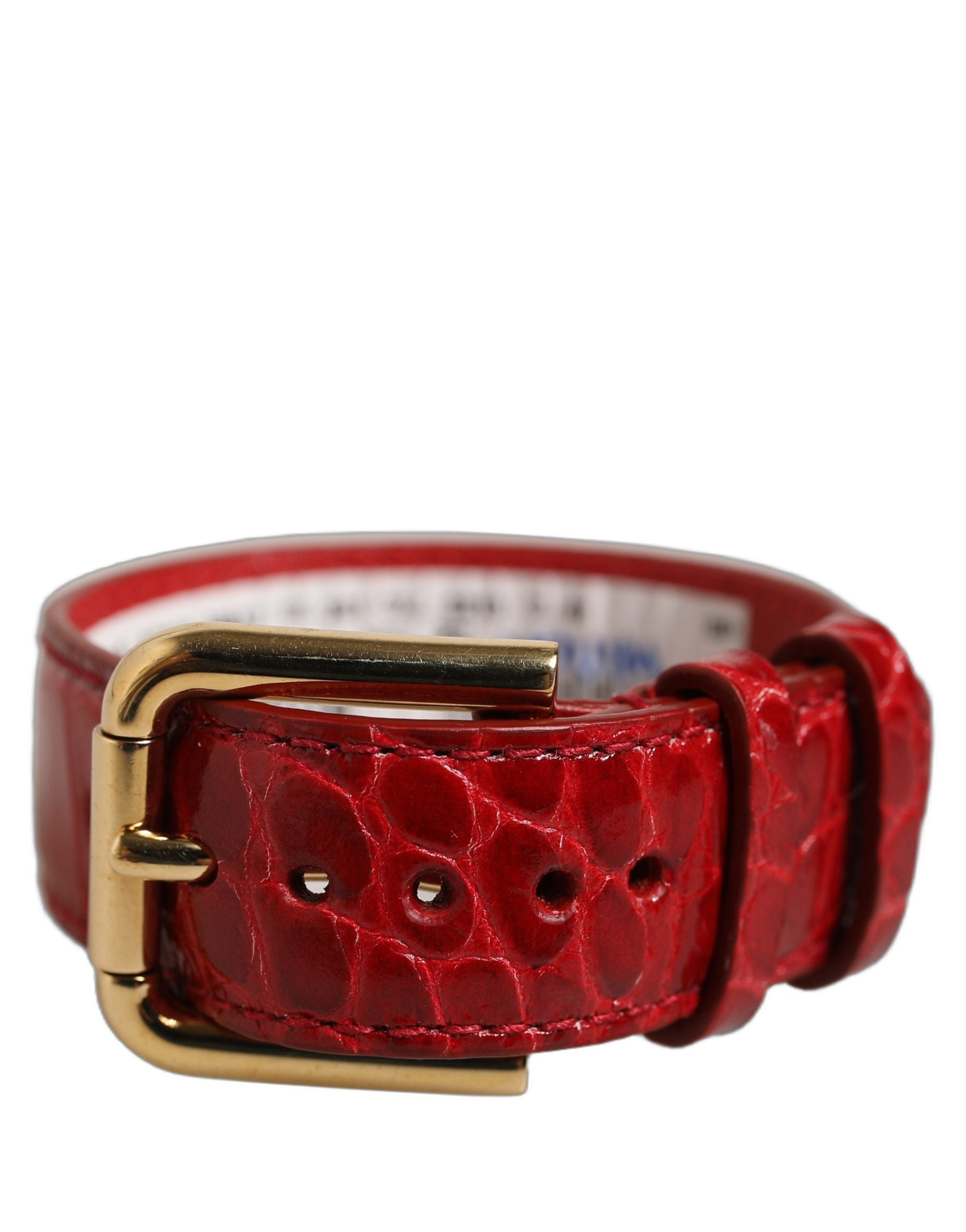 Dolce & Gabbana Red Croc-Embossed Leather Bracelet of Elegance