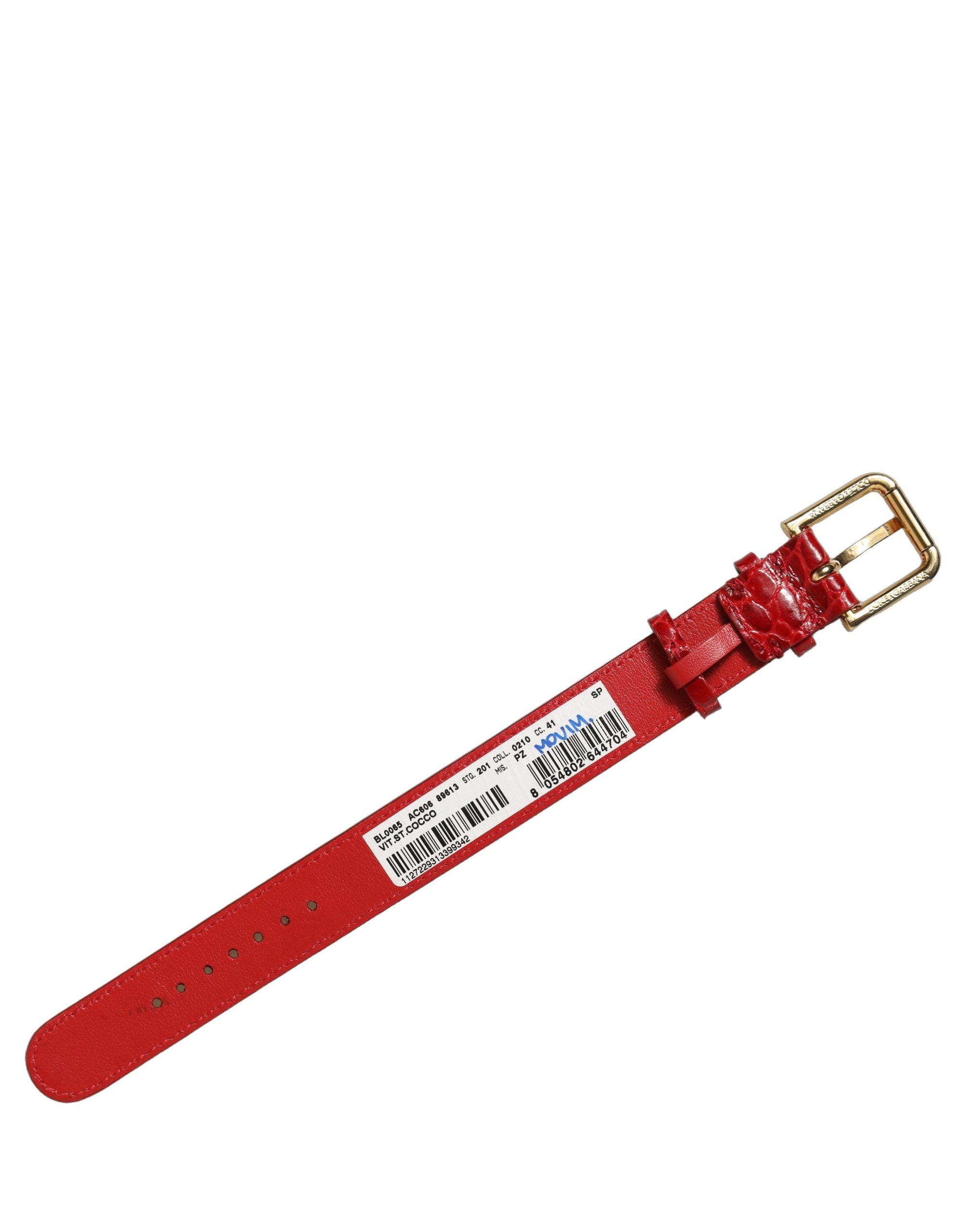 Dolce & Gabbana Red Croc-Embossed Leather Bracelet
