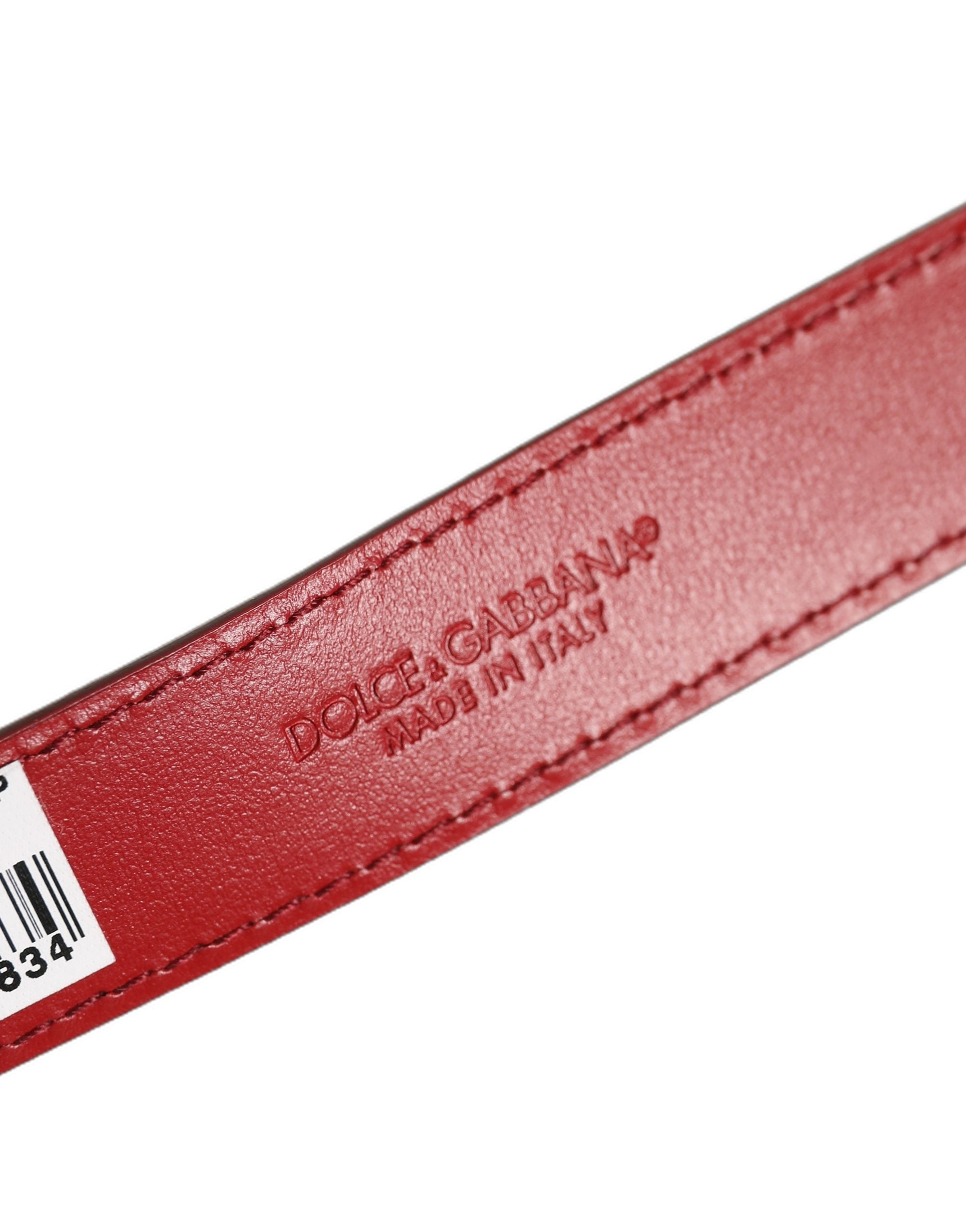 Dolce & Gabbana Red Calfskin Leather Gold Buckle Bracelet