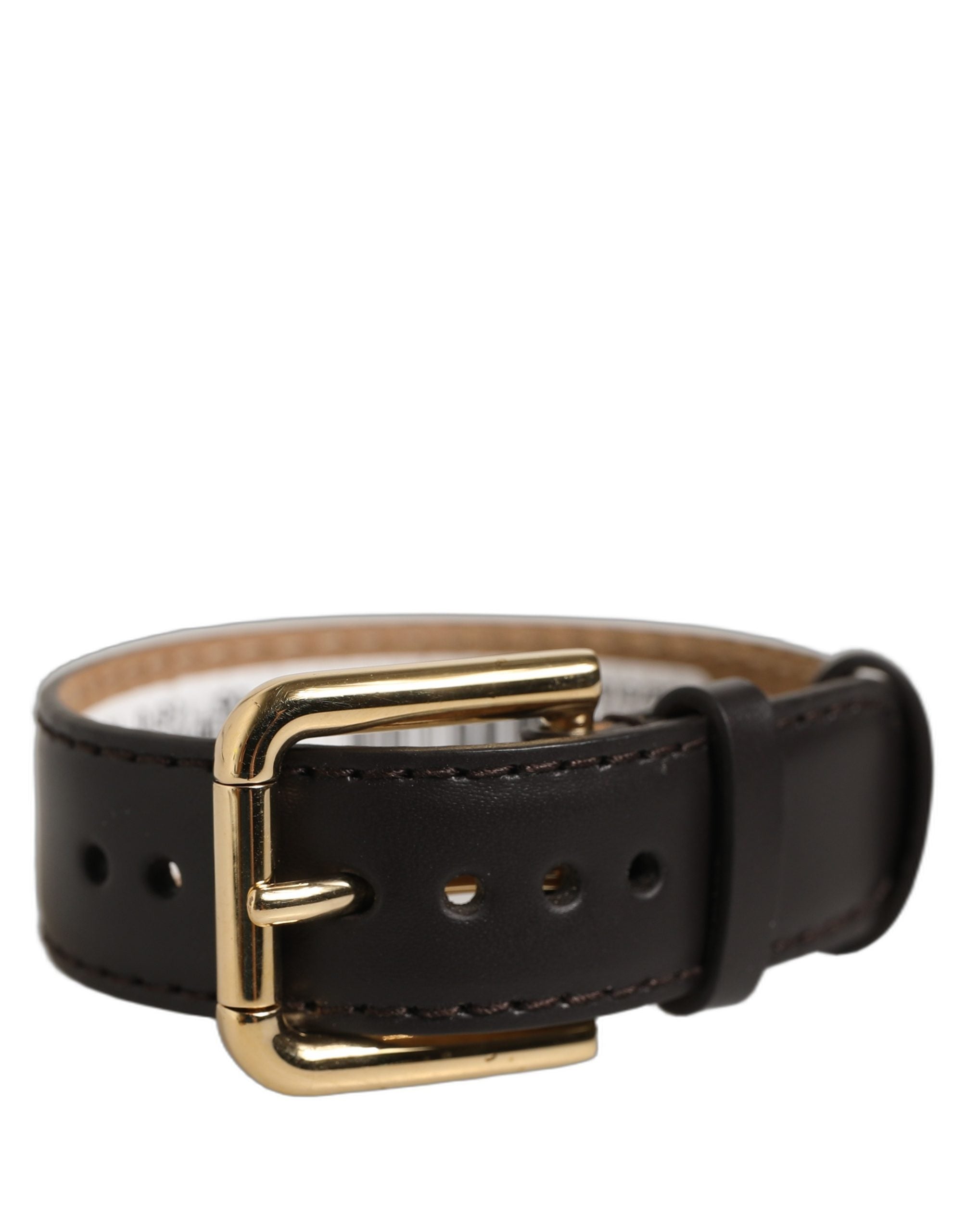 Dolce & Gabbana Black Calfskin Leather Gold Buckle Bracelet