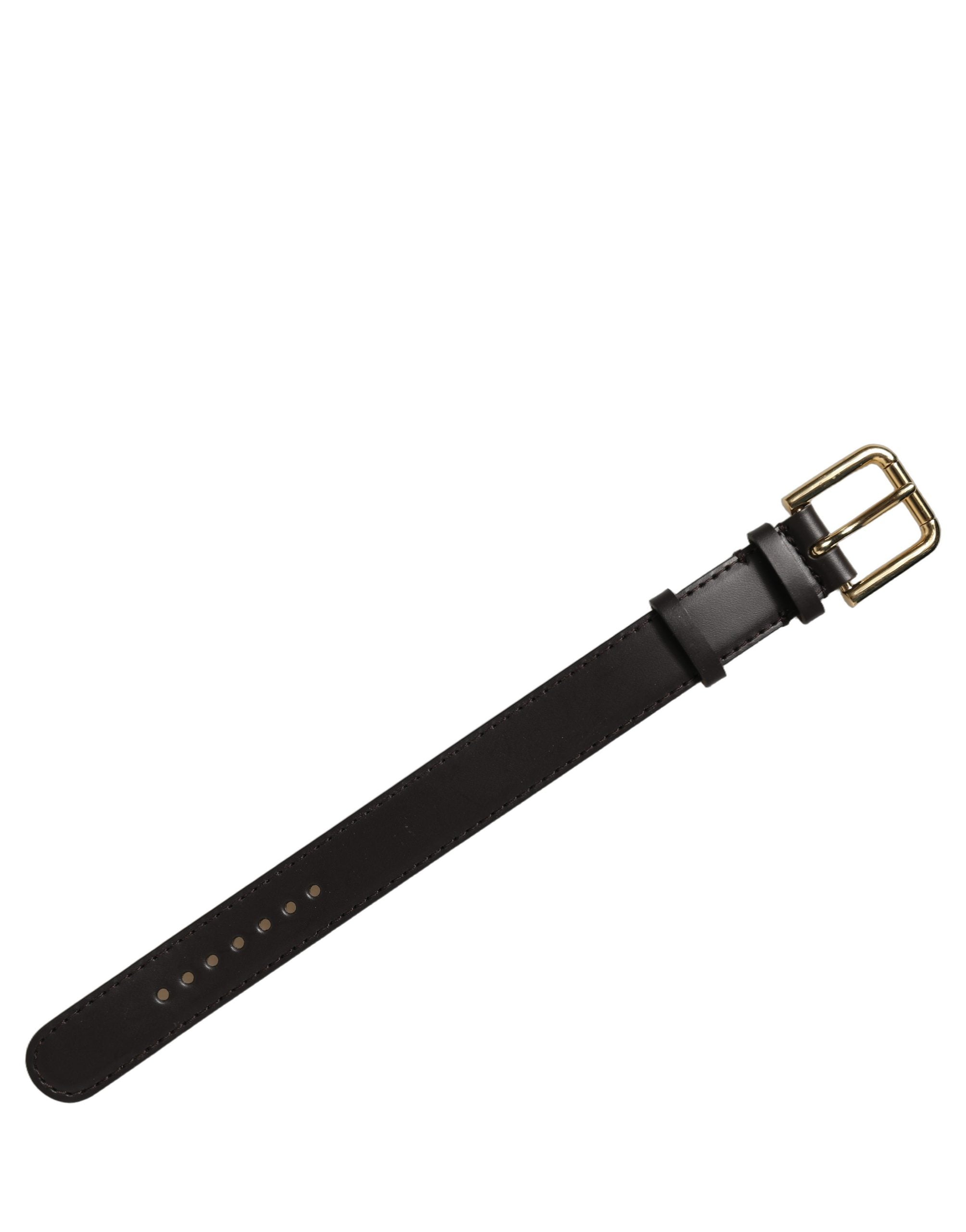 Dolce & Gabbana Black Calfskin Leather Gold Buckle Bracelet
