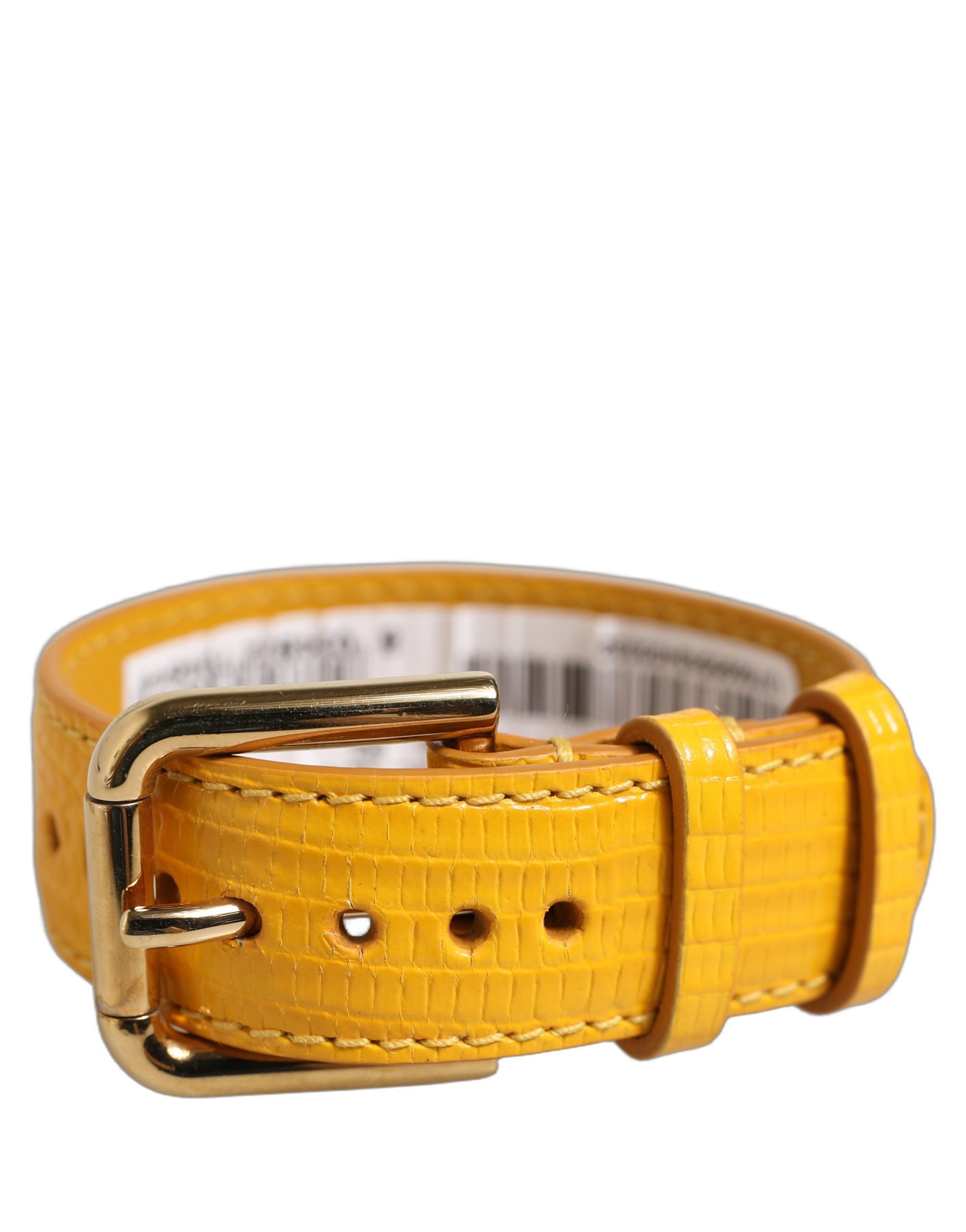 Dolce & Gabbana Yellow Textured Leather Bracelet - Timeless Luxury