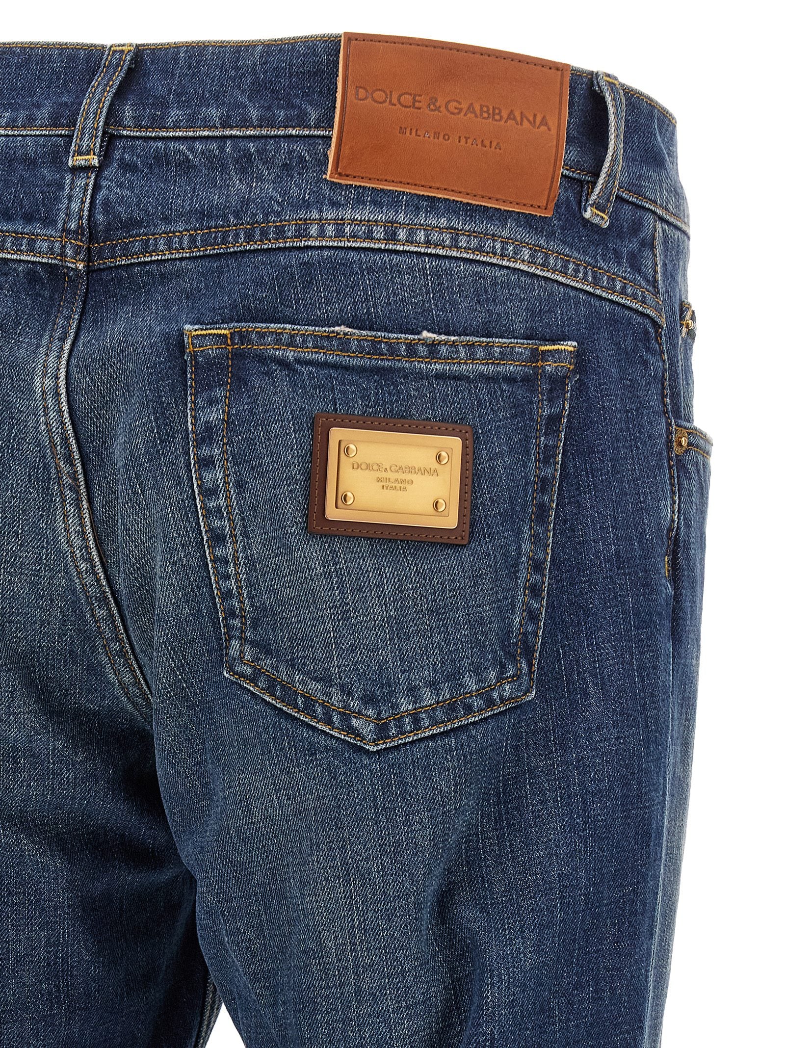Elevate your wardrobe with Dolce & Gabbana's Blue Cotton Straight-Leg Jeans, a luxurious blend of timeless elegance and modern allure, crafted for the discerning individual.