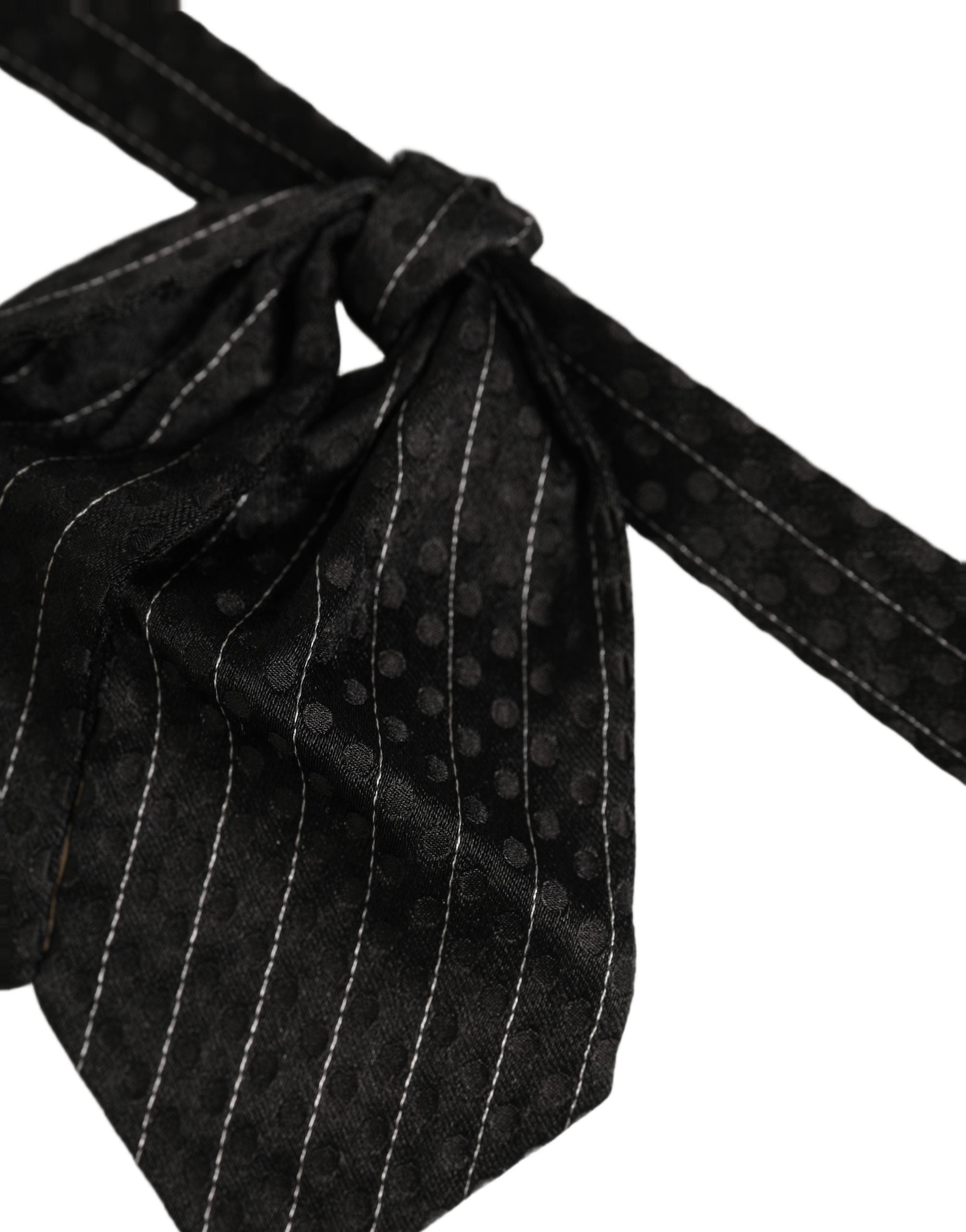 Dolce & Gabbana Black Silk Pinstripe Bow Tie - Timeless Elegance