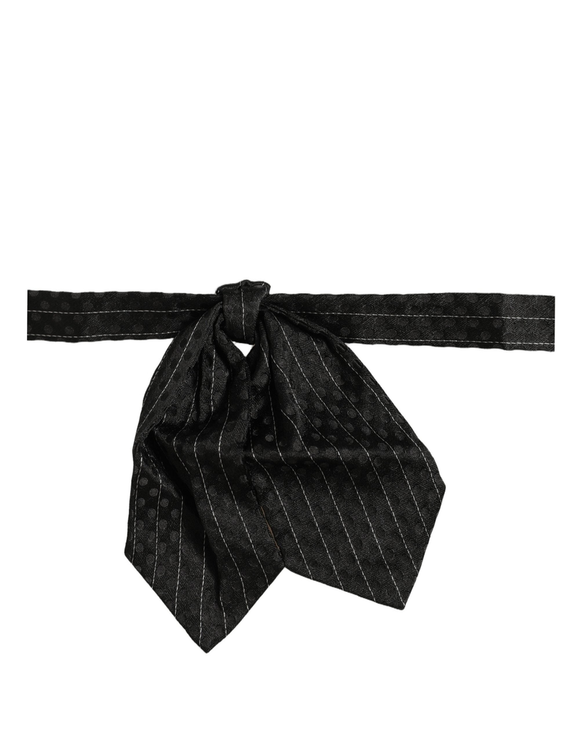 Dolce & Gabbana Black Silk Pinstripe Bow Tie - Luxury Elegance