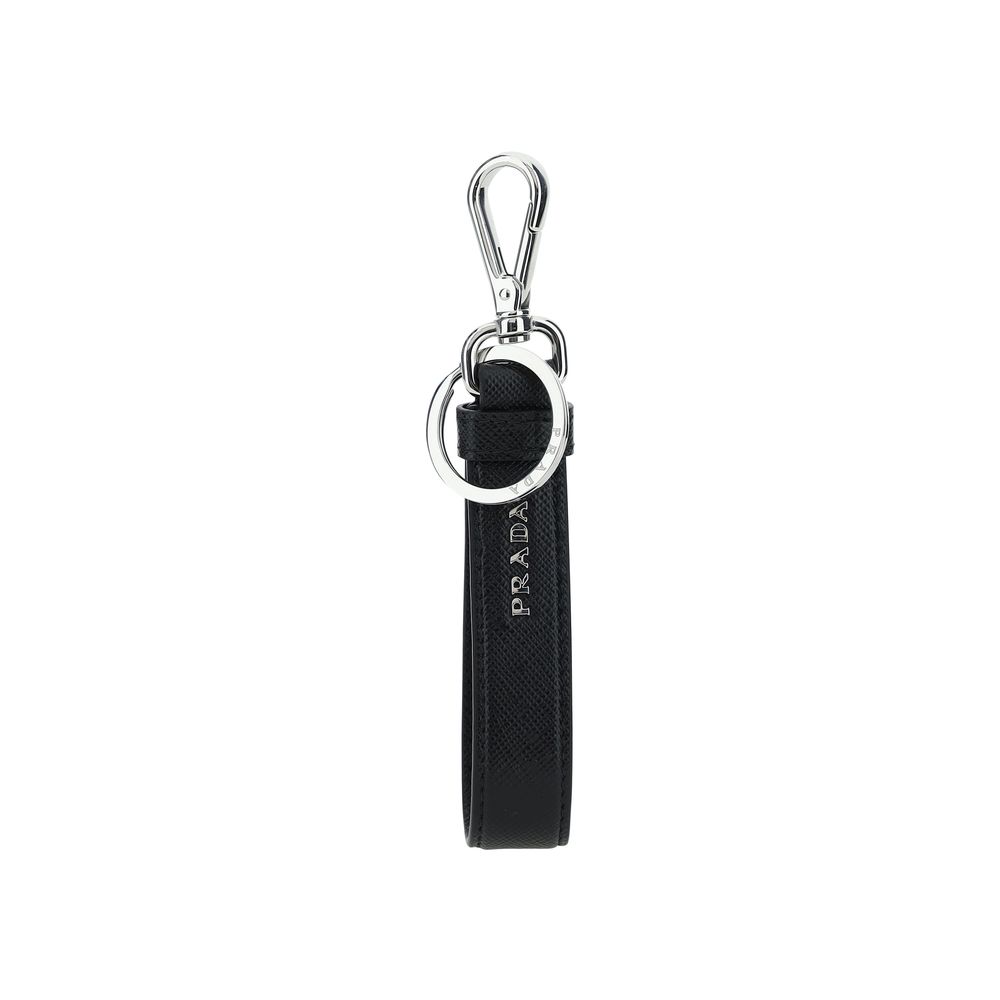 Prada Black Stainless Steel Keychain - Timeless Luxury Accessory