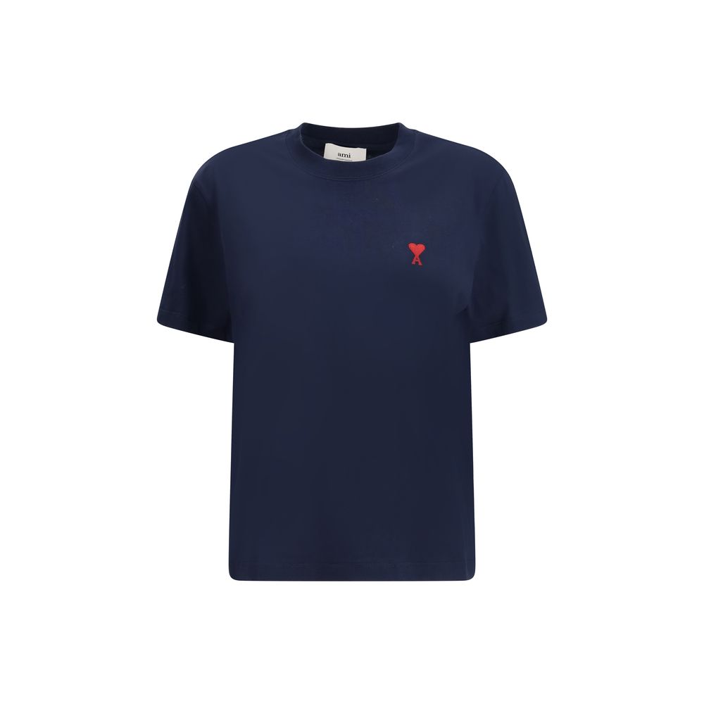 Ami Paris Blue Cotton T-Shirt - Timeless Elegance for All