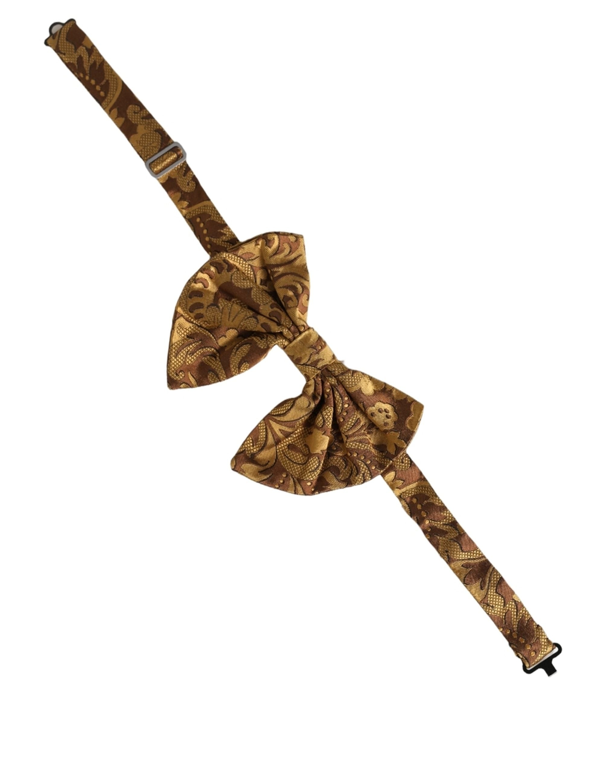 Dolce & Gabbana Brown Floral Silk Bow Tie - Timeless Elegance