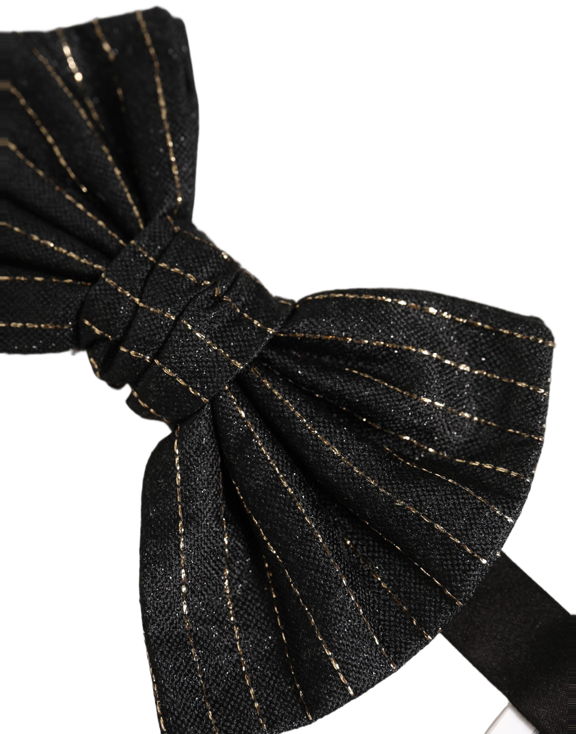 Dolce & Gabbana Black Silk Pinstripe Bow Tie for Timeless Elegance