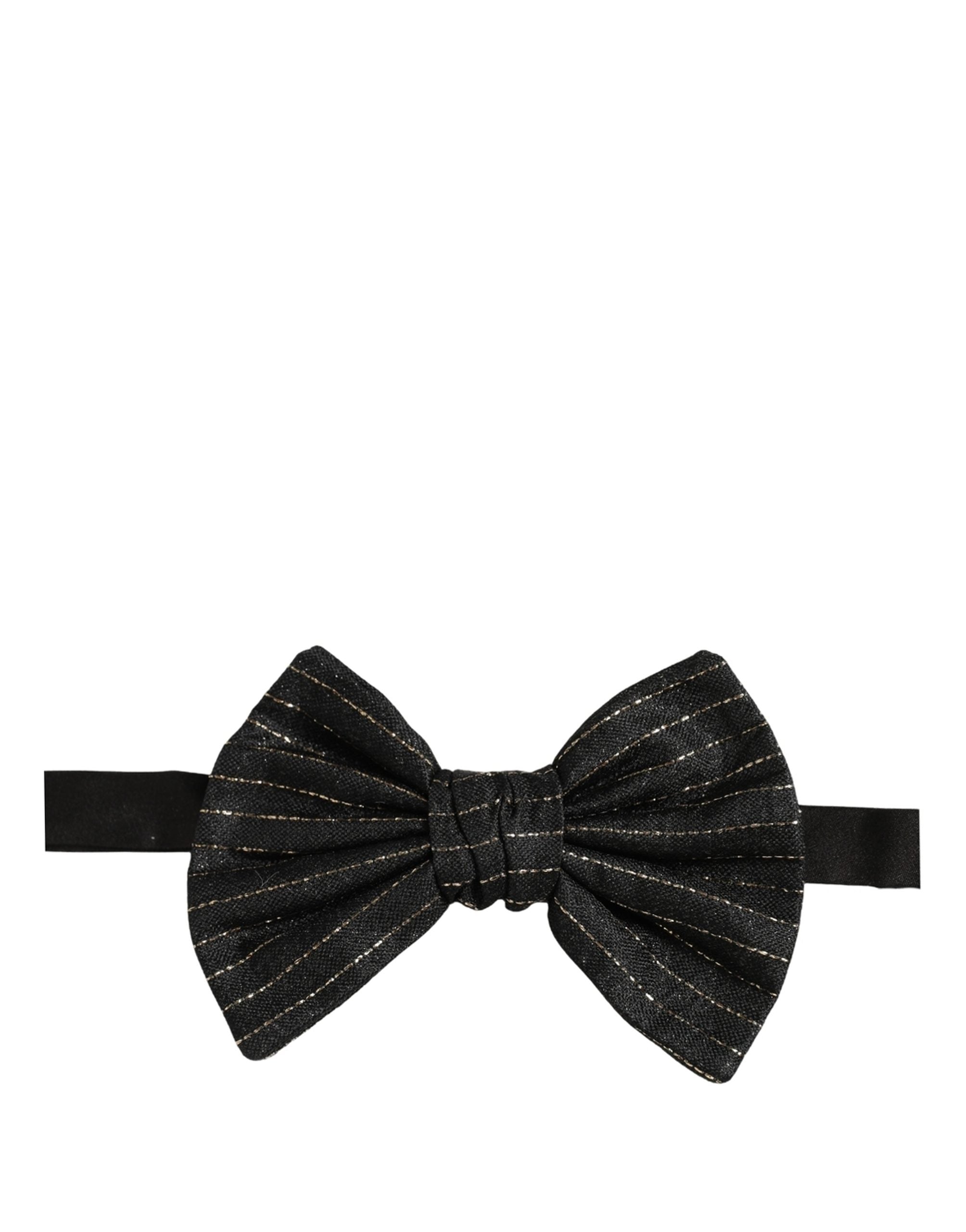Dolce & Gabbana Black Silk Pinstripe Bow Tie - Timeless Elegance