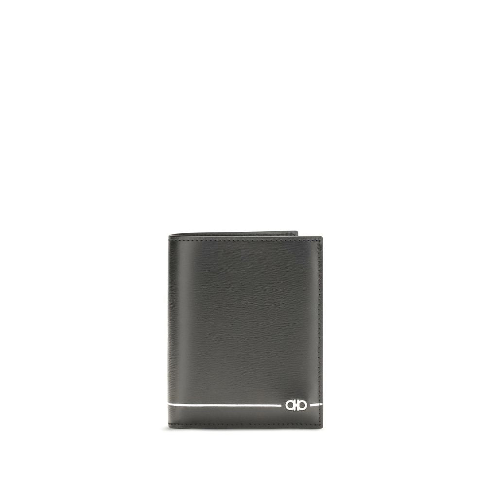 Ferragamo Gancini Bifold Wallet in Black Calf Leather - Luxury Accessory