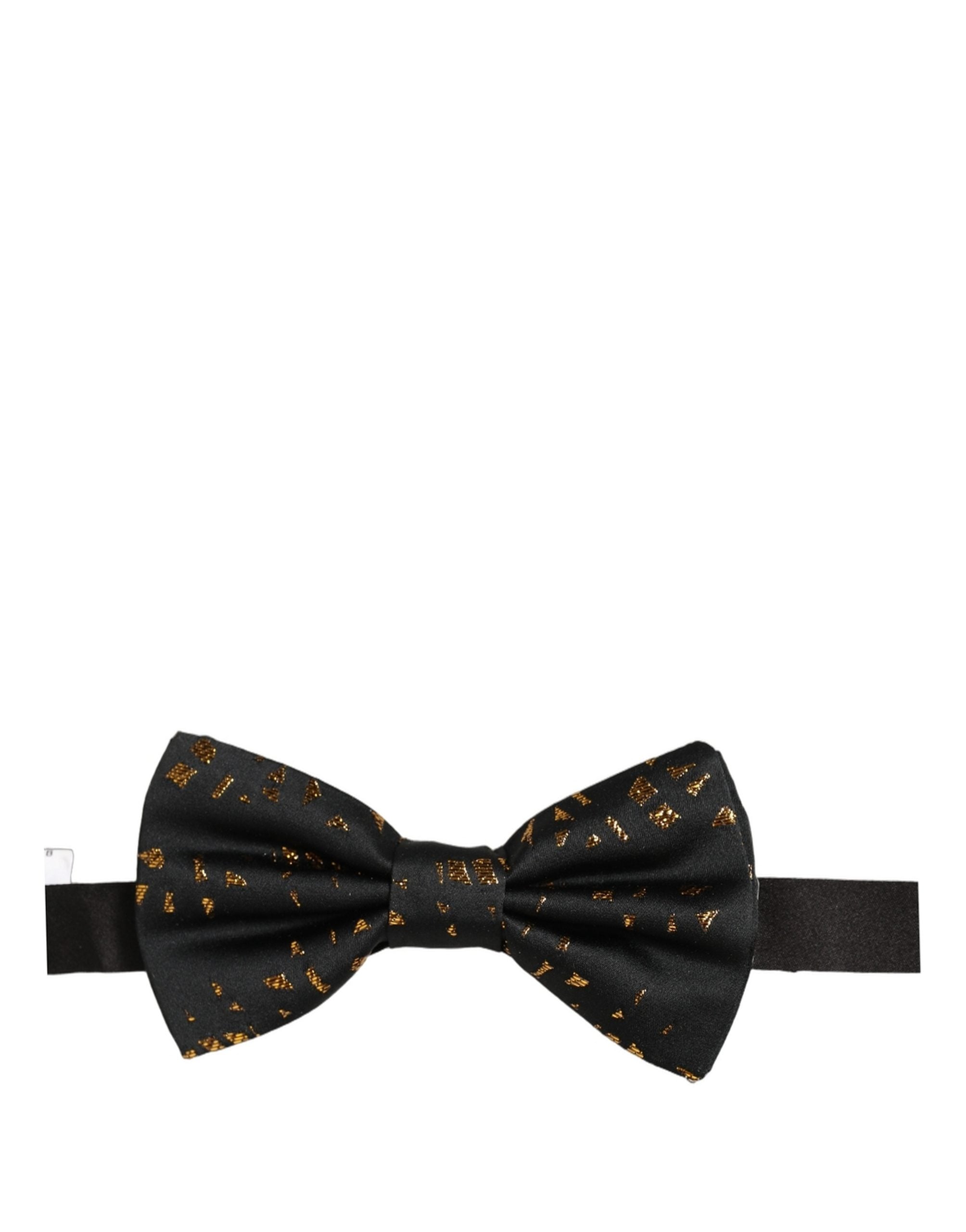 Dolce & Gabbana Silk Black Gold Speckle Bow Tie for Luxe Occasions