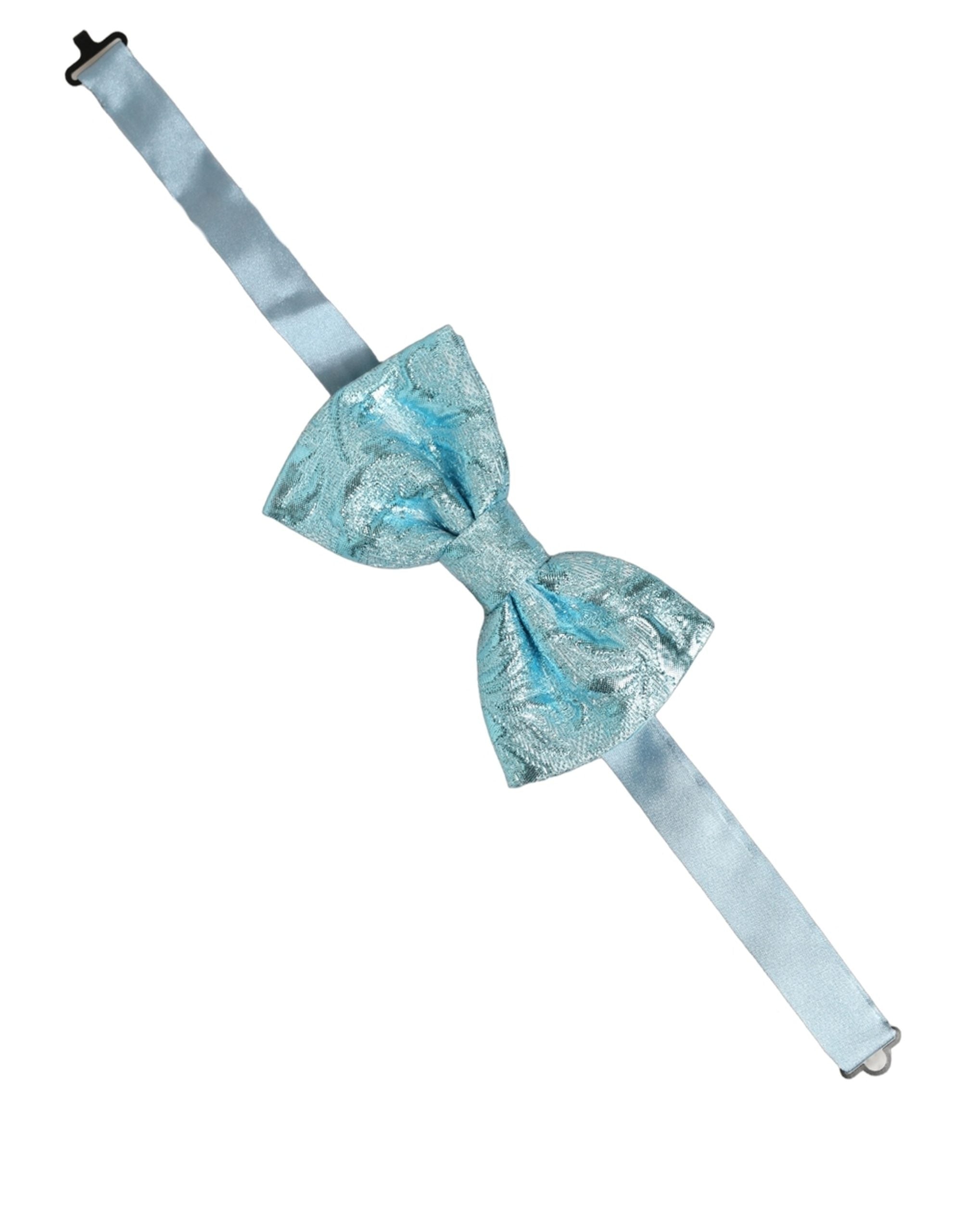 Dolce & Gabbana Light Blue Floral Brocade Bow Tie - Luxury Silk