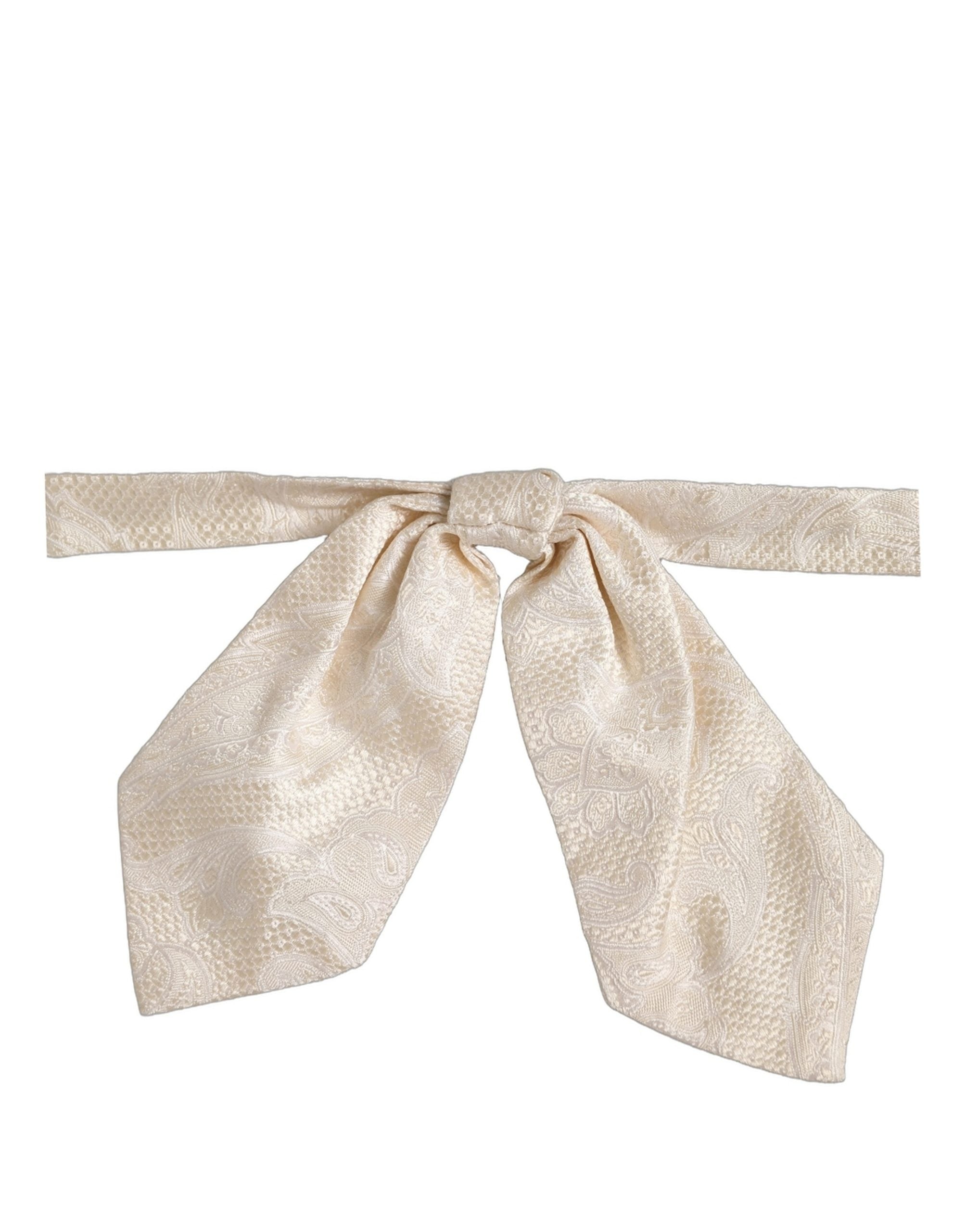 Dolce & Gabbana Ivory Paisley Silk Bow Tie - Timeless Elegance